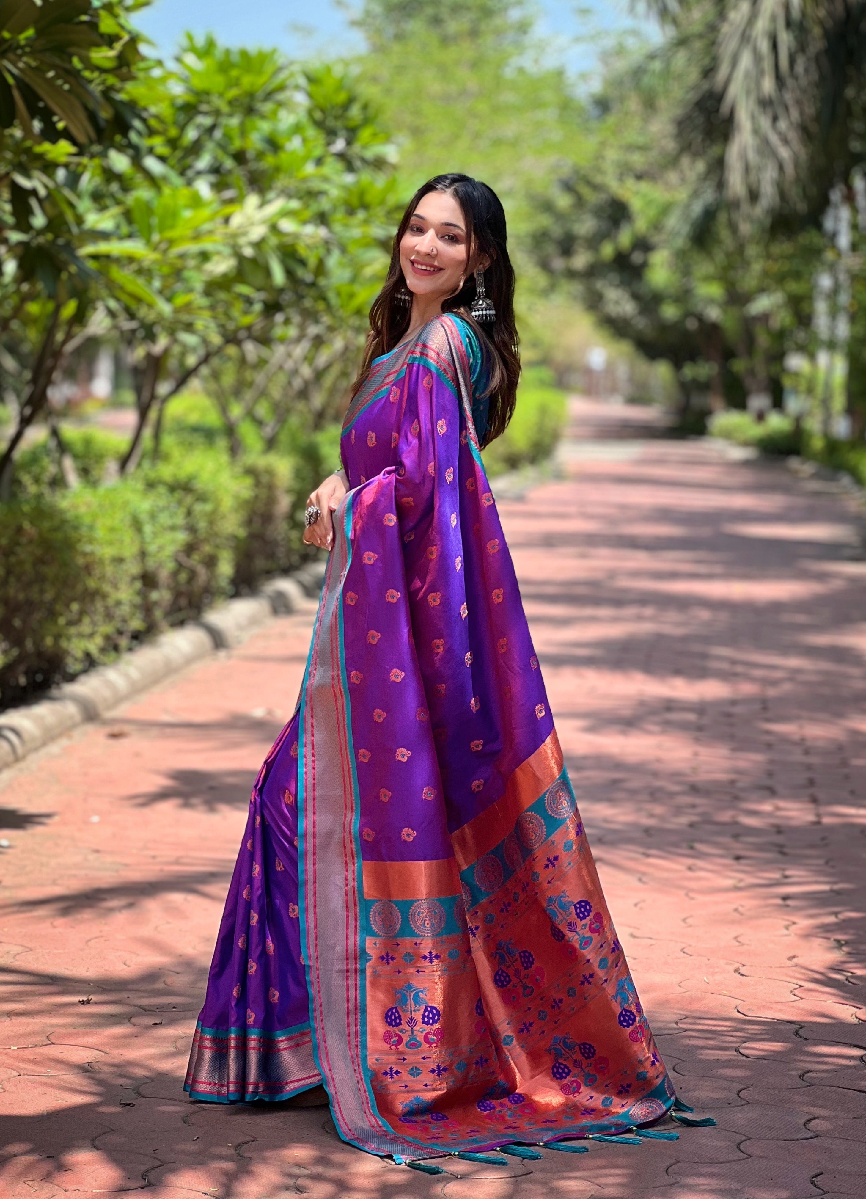Violet Paithani Saree