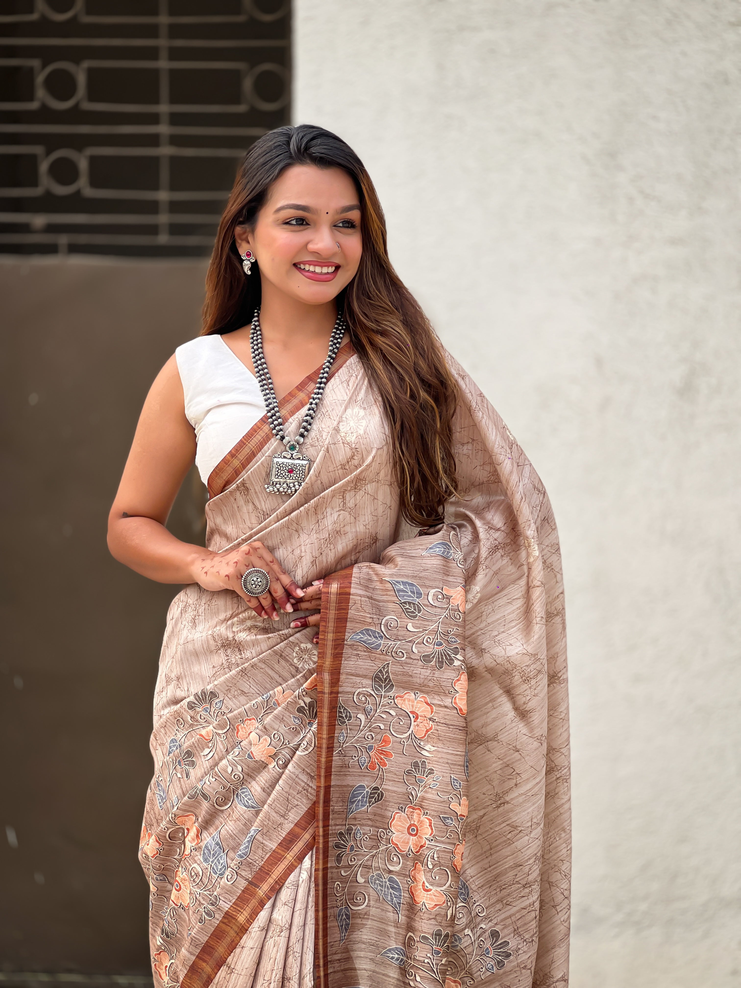 LIGHT BROWN Katki Silk Saree