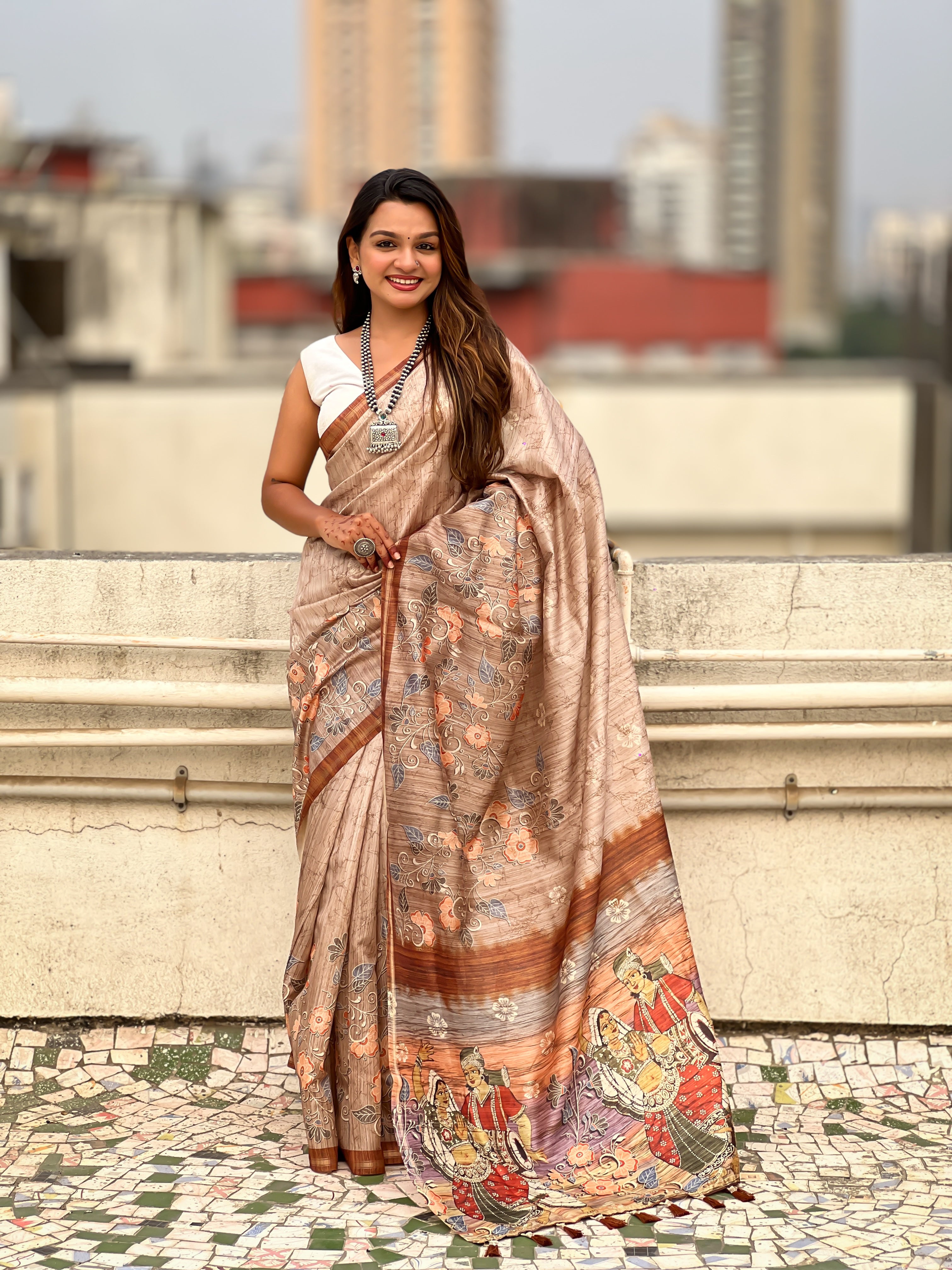 LIGHT BROWN Katki Silk Saree