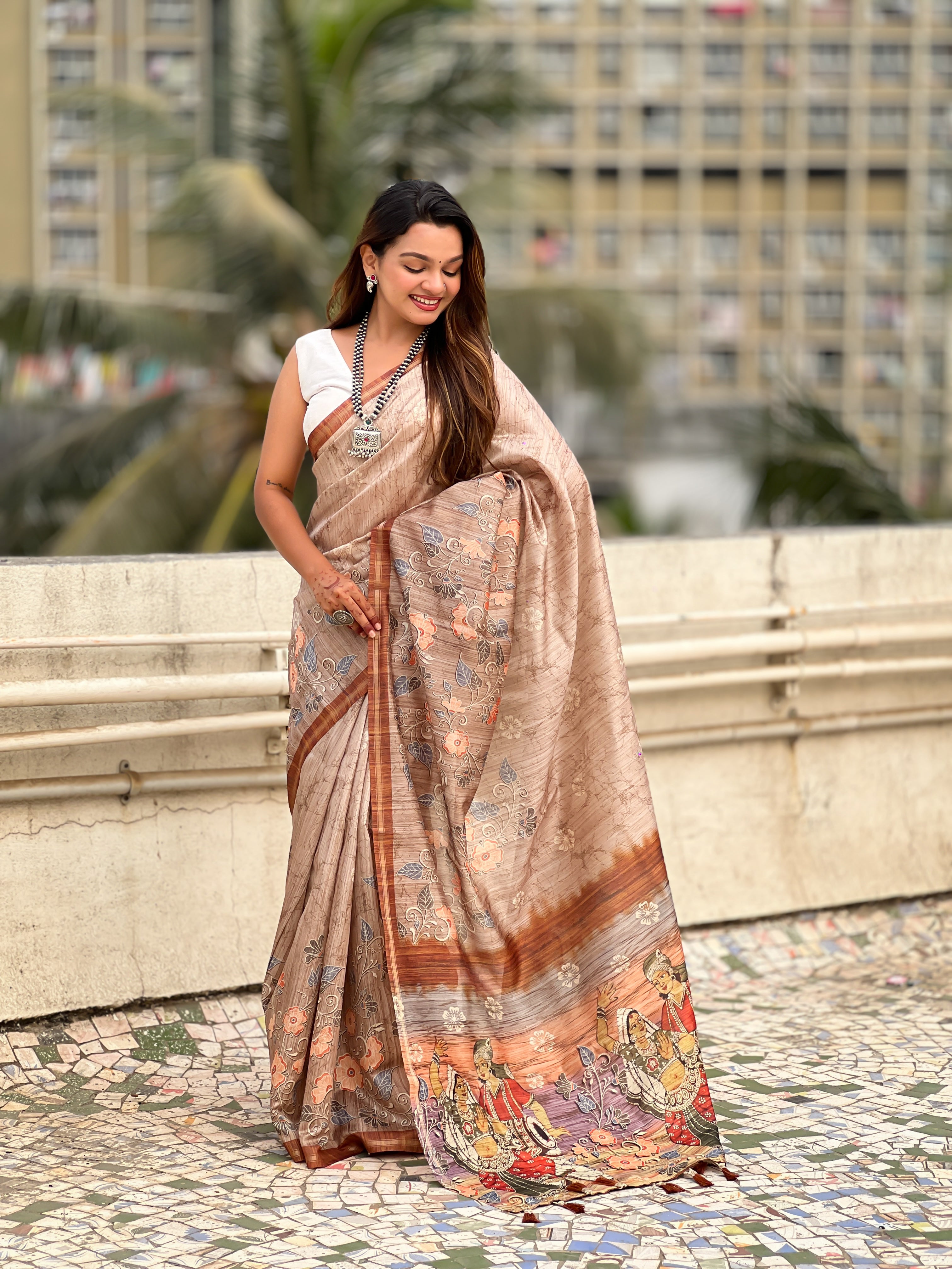 LIGHT BROWN Katki Silk Saree
