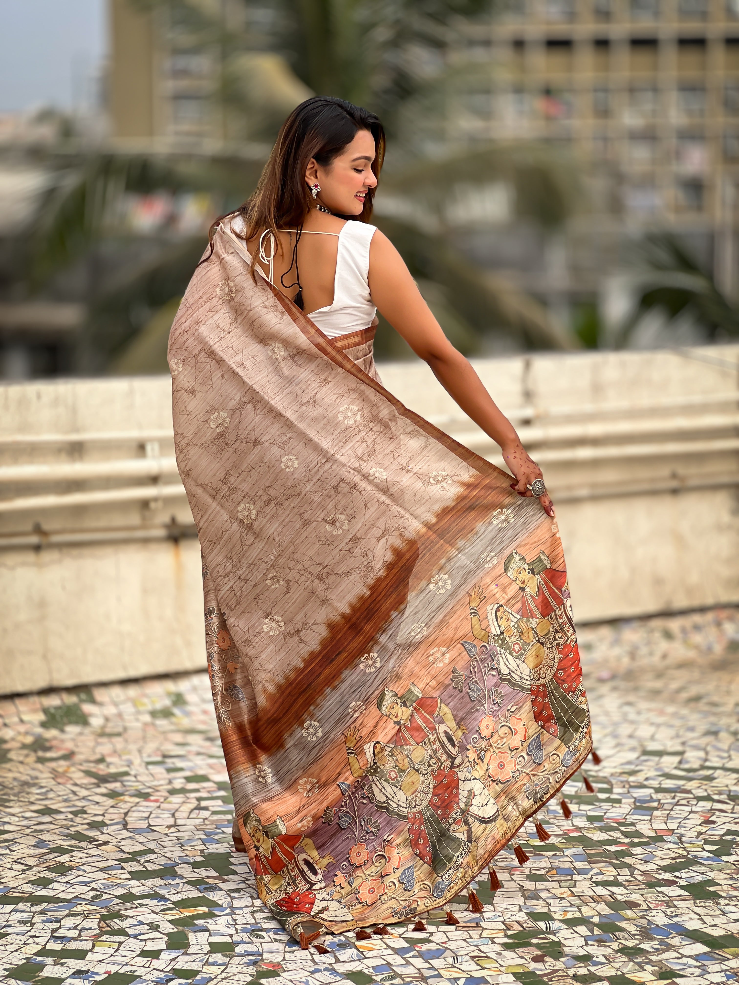 LIGHT BROWN Katki Silk Saree