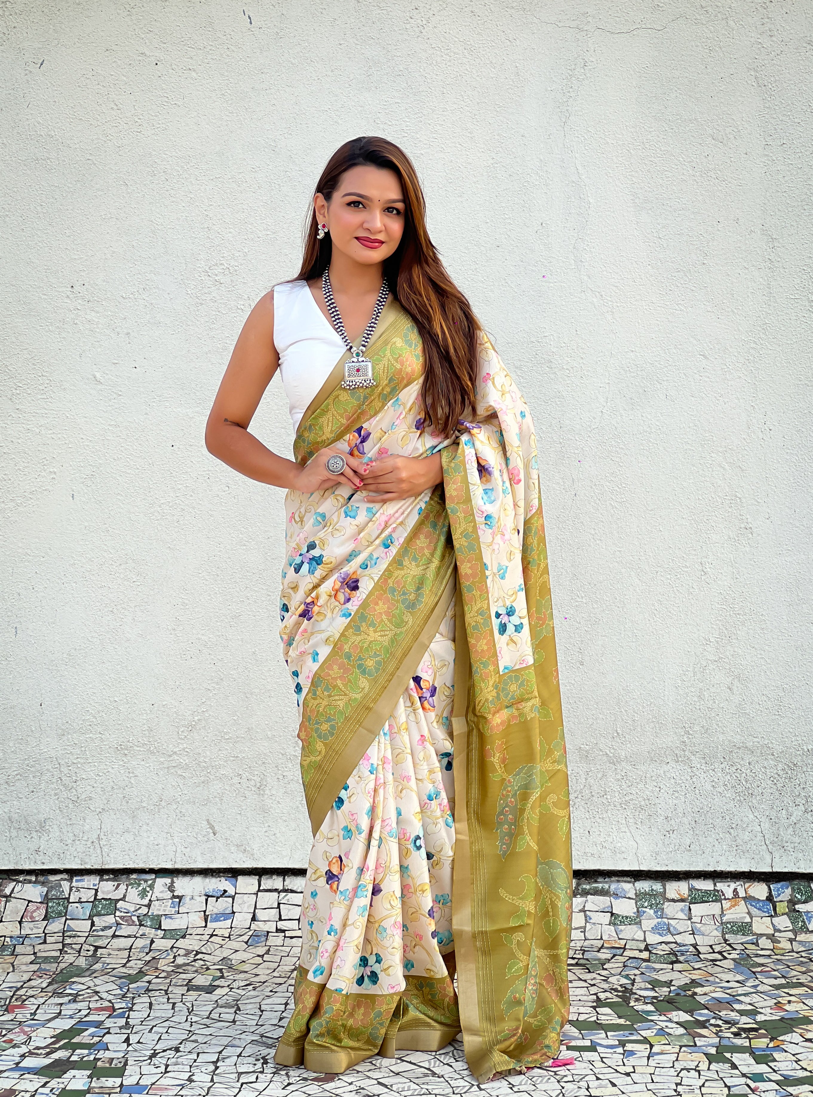 GREEN BANARASI SILK BLEND SAREE
