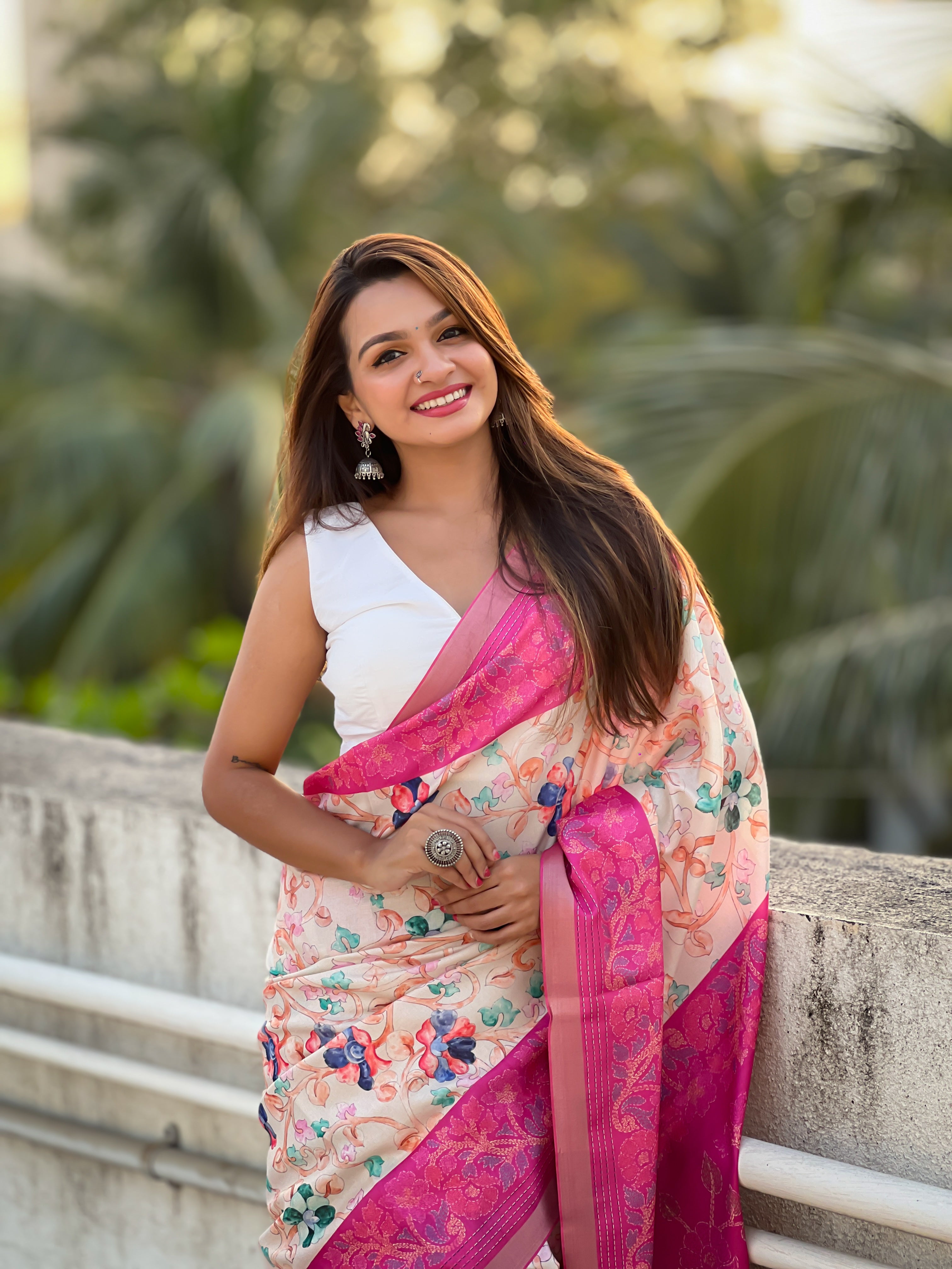 PINK BANARASI SILK BLEND SAREE