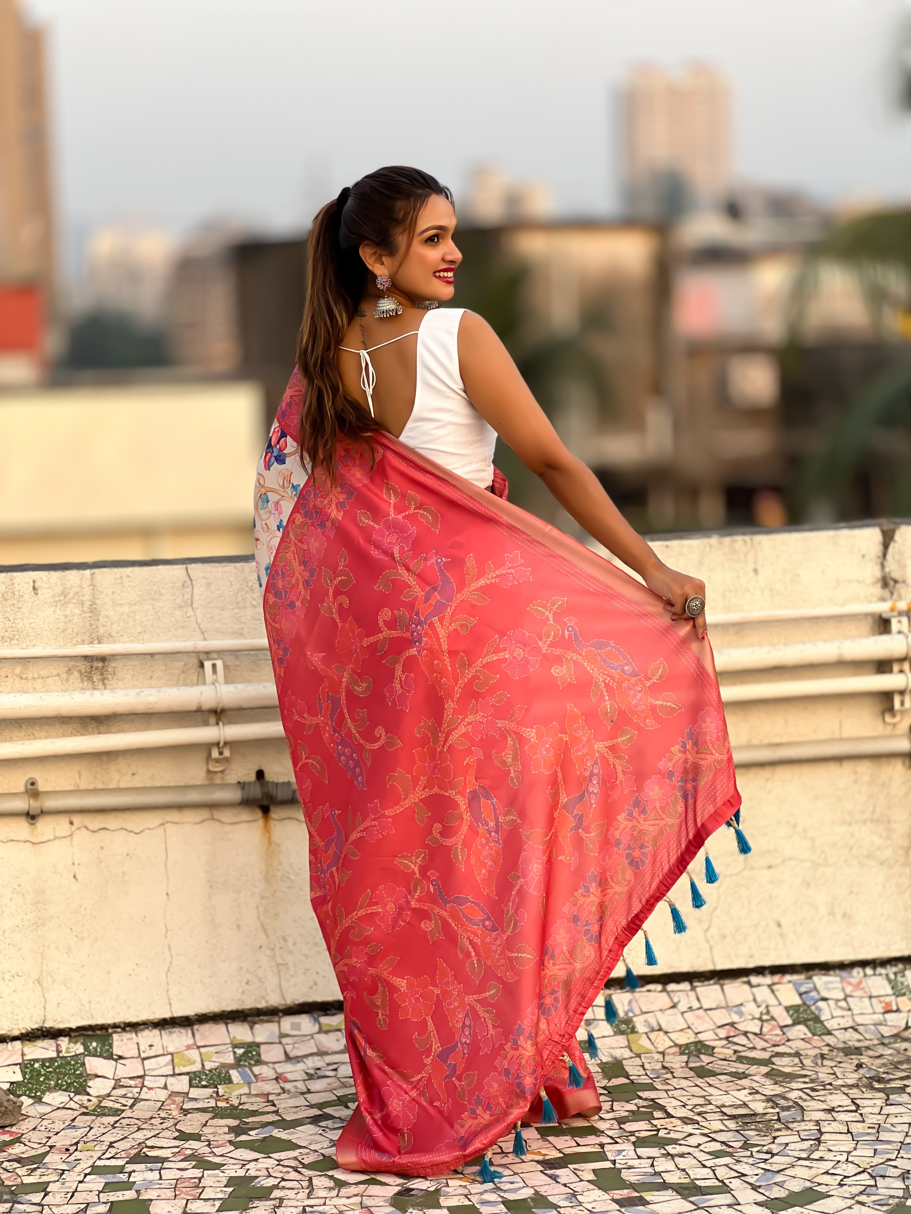 RED BANARASI SILK BLEND SAREE