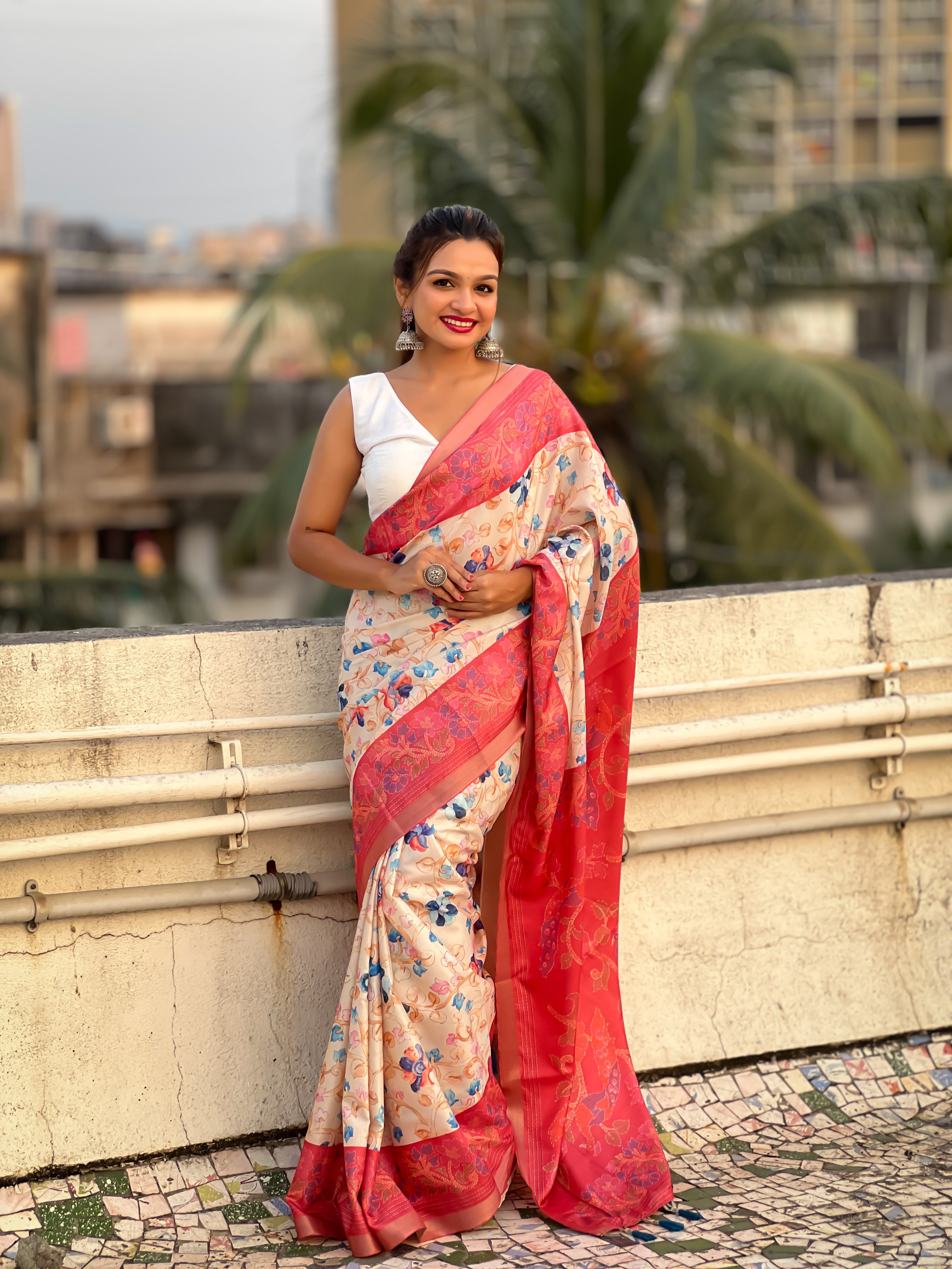 RED BANARASI SILK BLEND SAREE