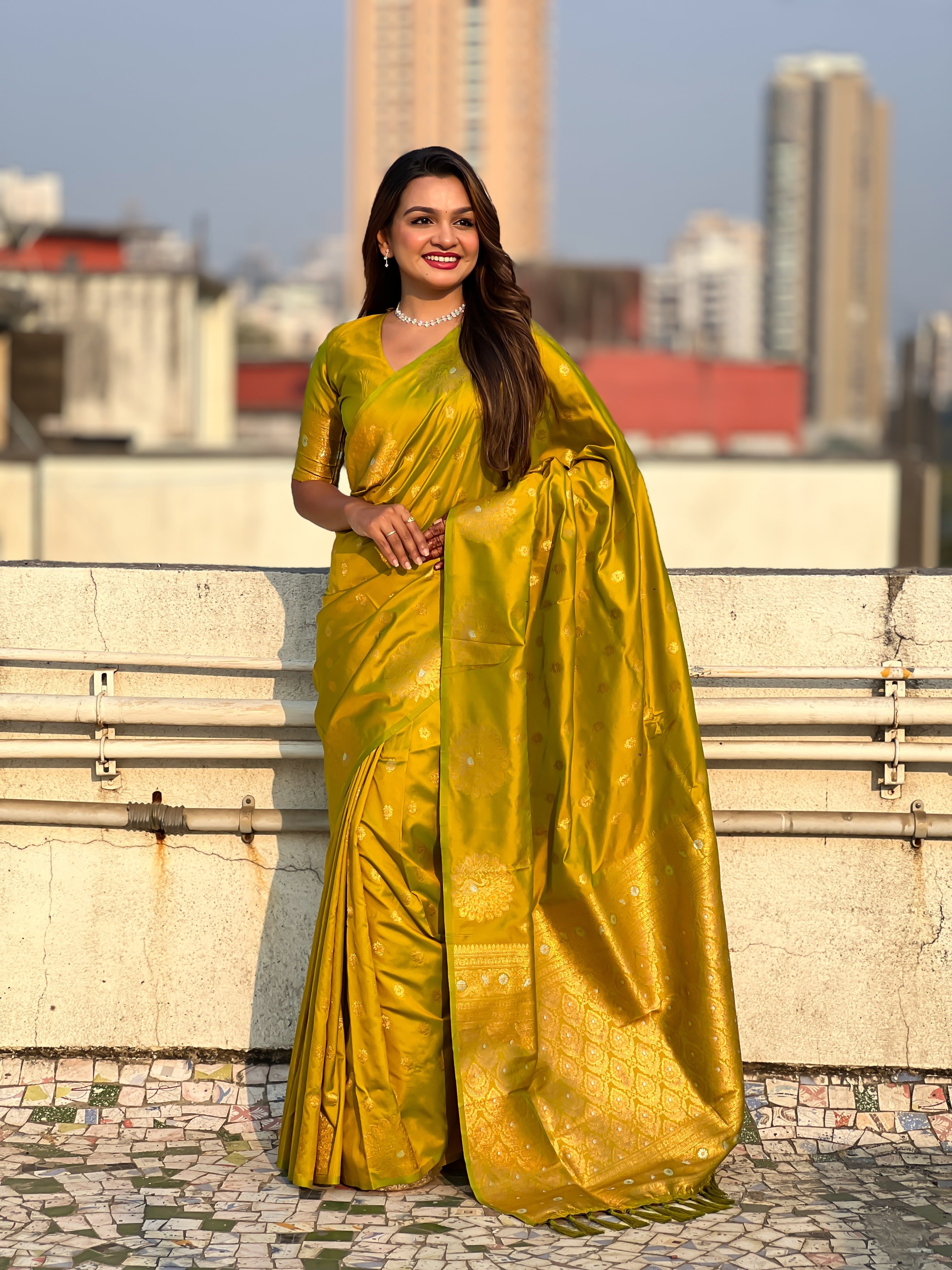 YELLOW BANARASI SILK SAREE