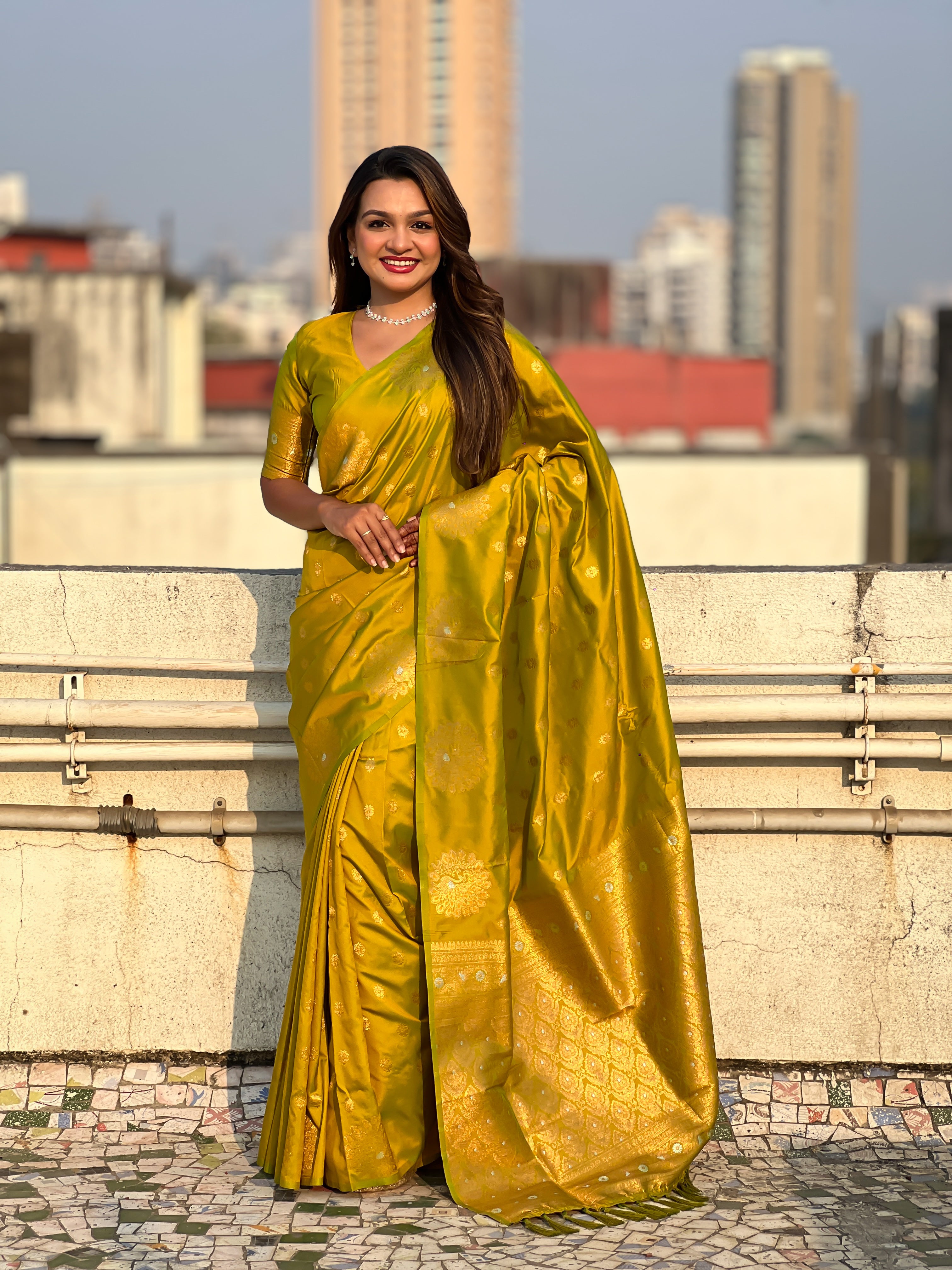 YELLOW BANARASI SILK SAREE