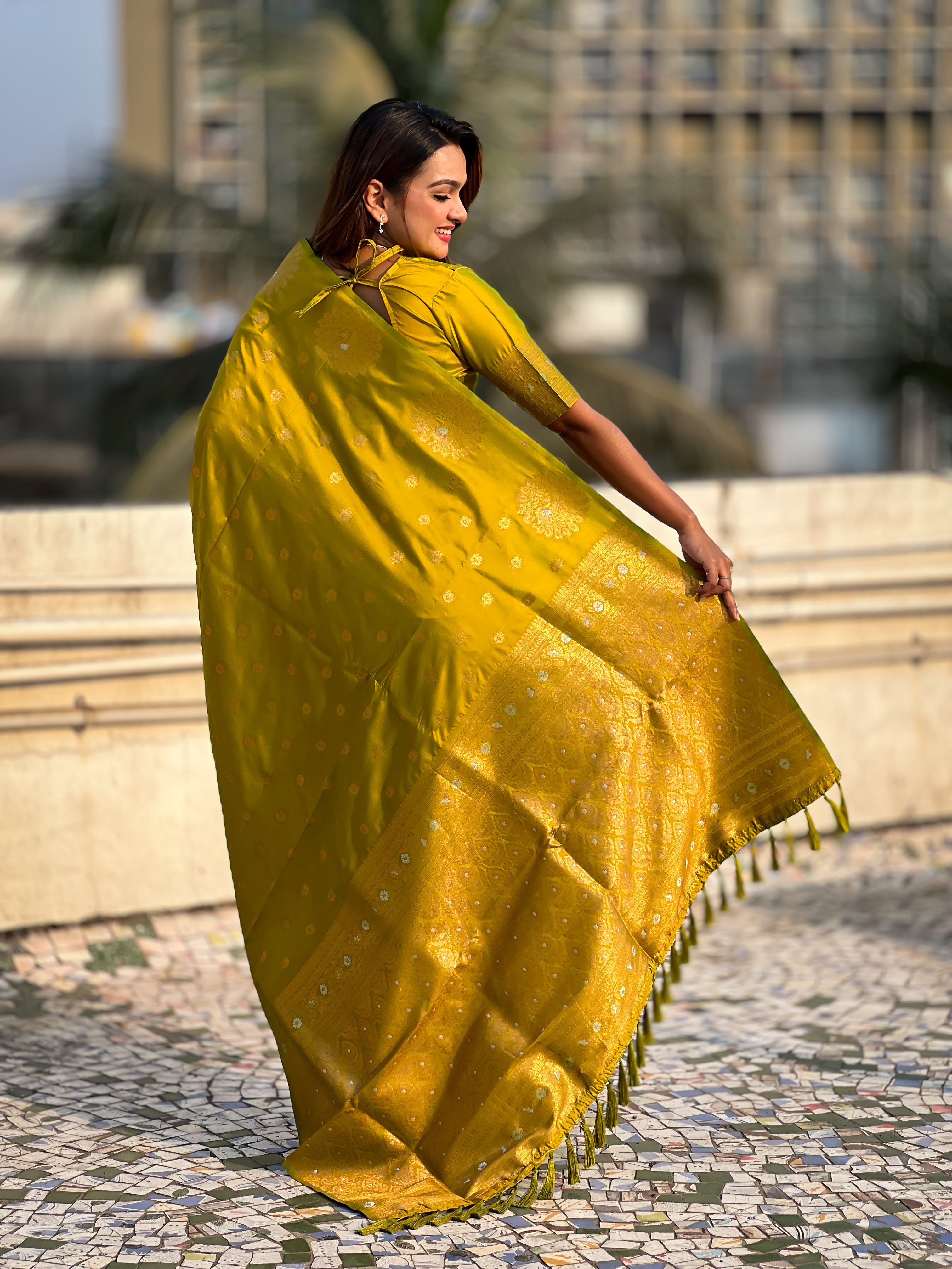 YELLOW BANARASI SILK SAREE