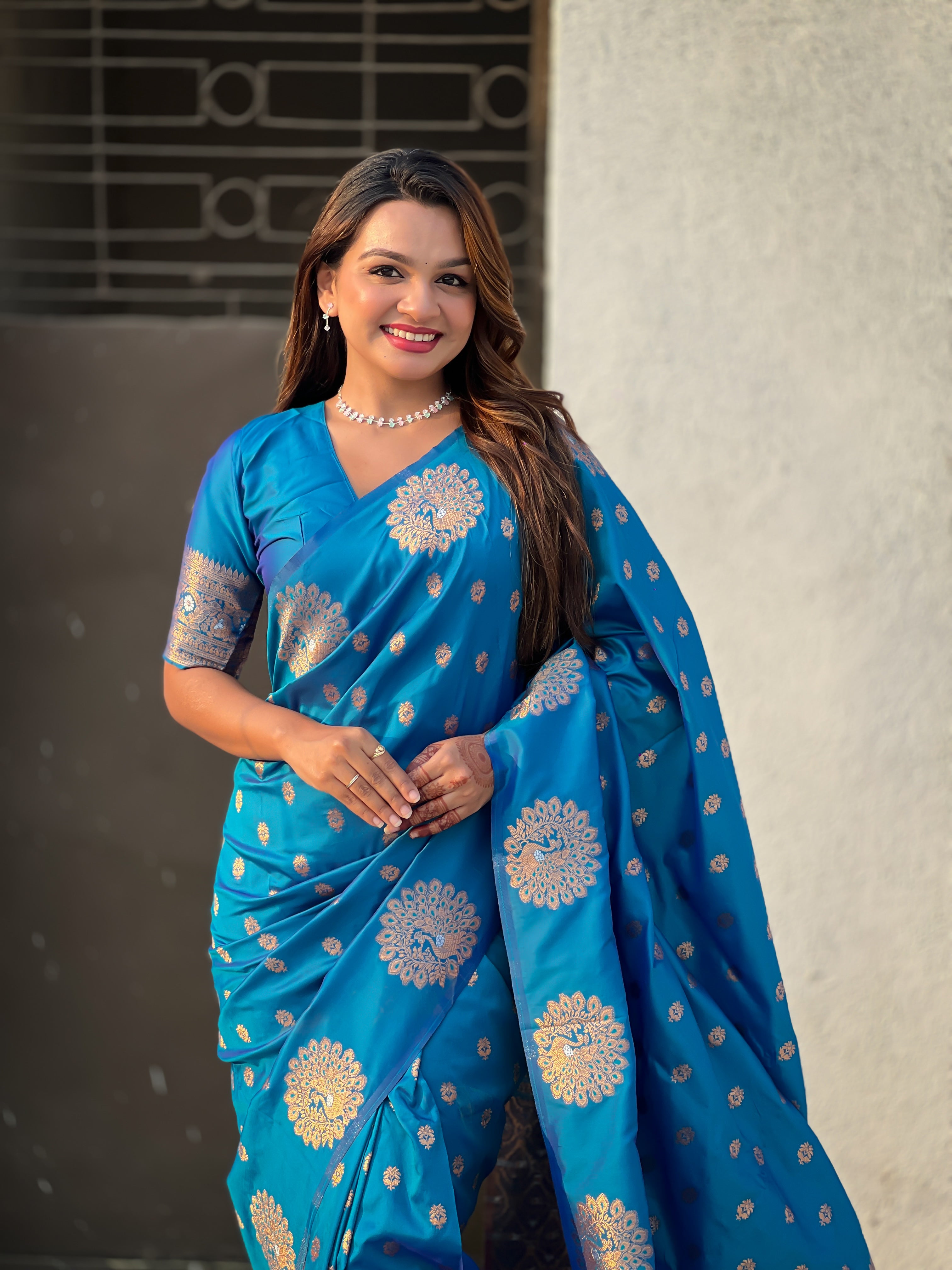 SKY BLUE BANARASI SILK SAREE