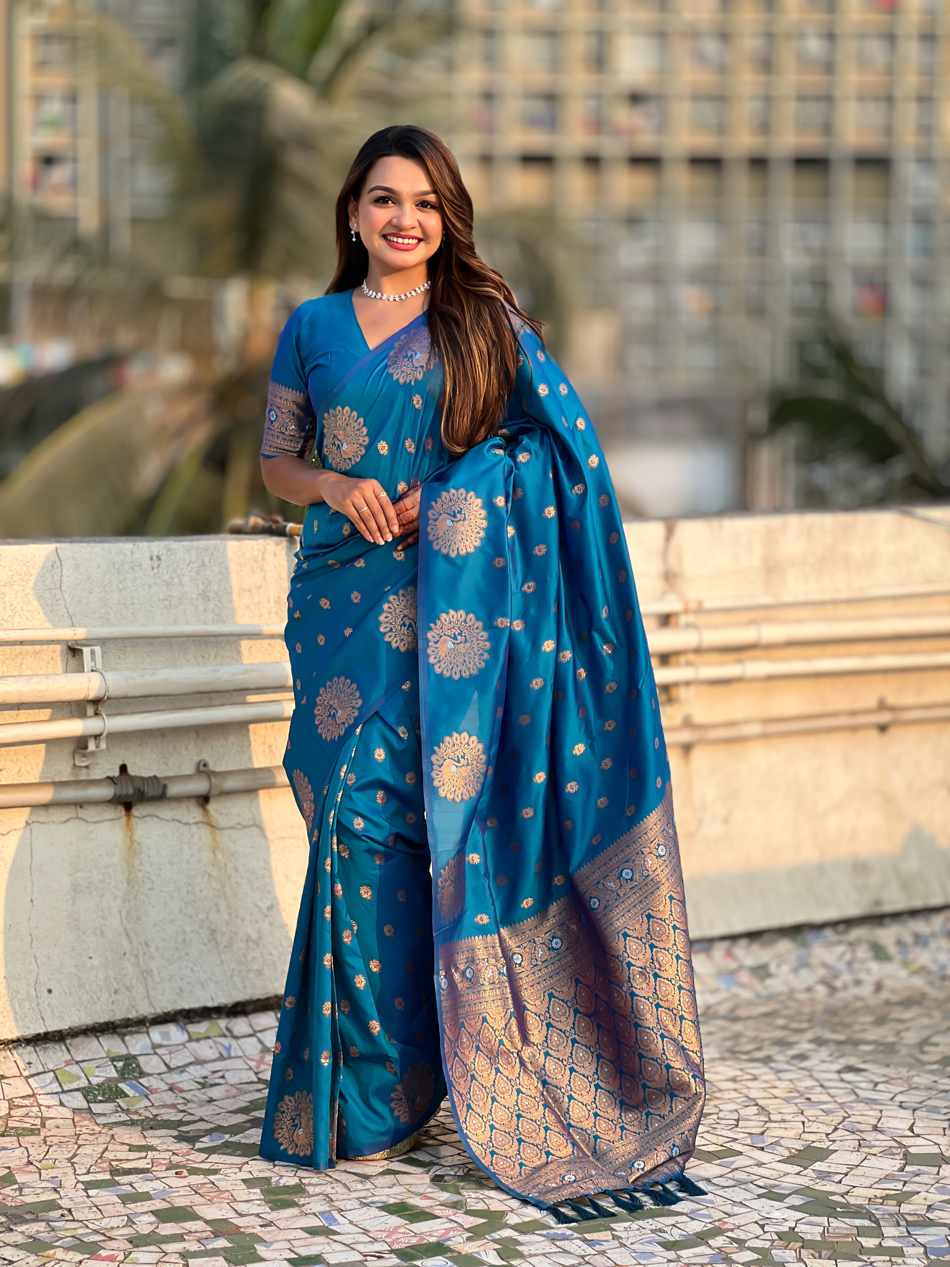 SKY BLUE BANARASI SILK SAREE