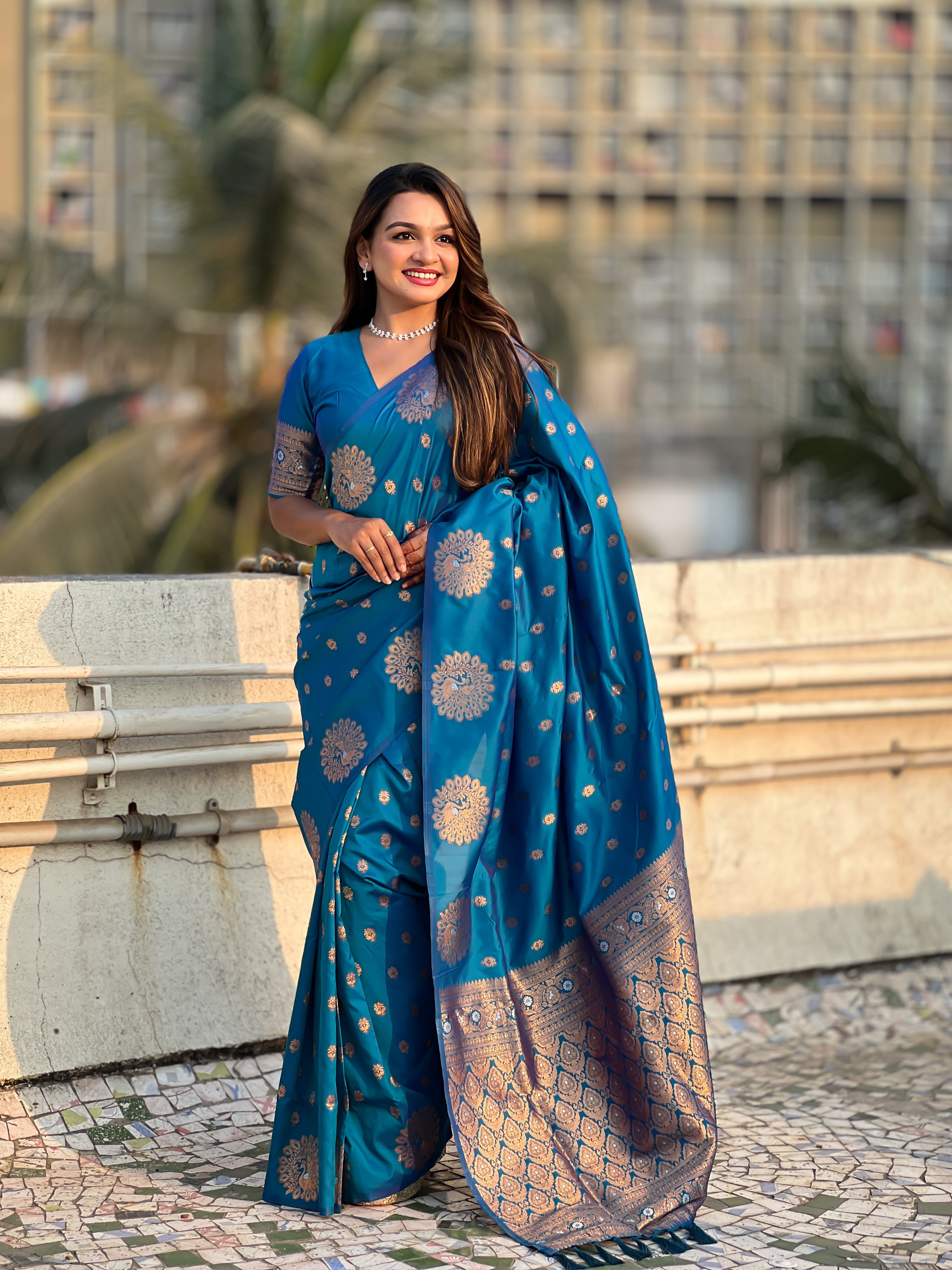 SKY BLUE BANARASI SILK SAREE