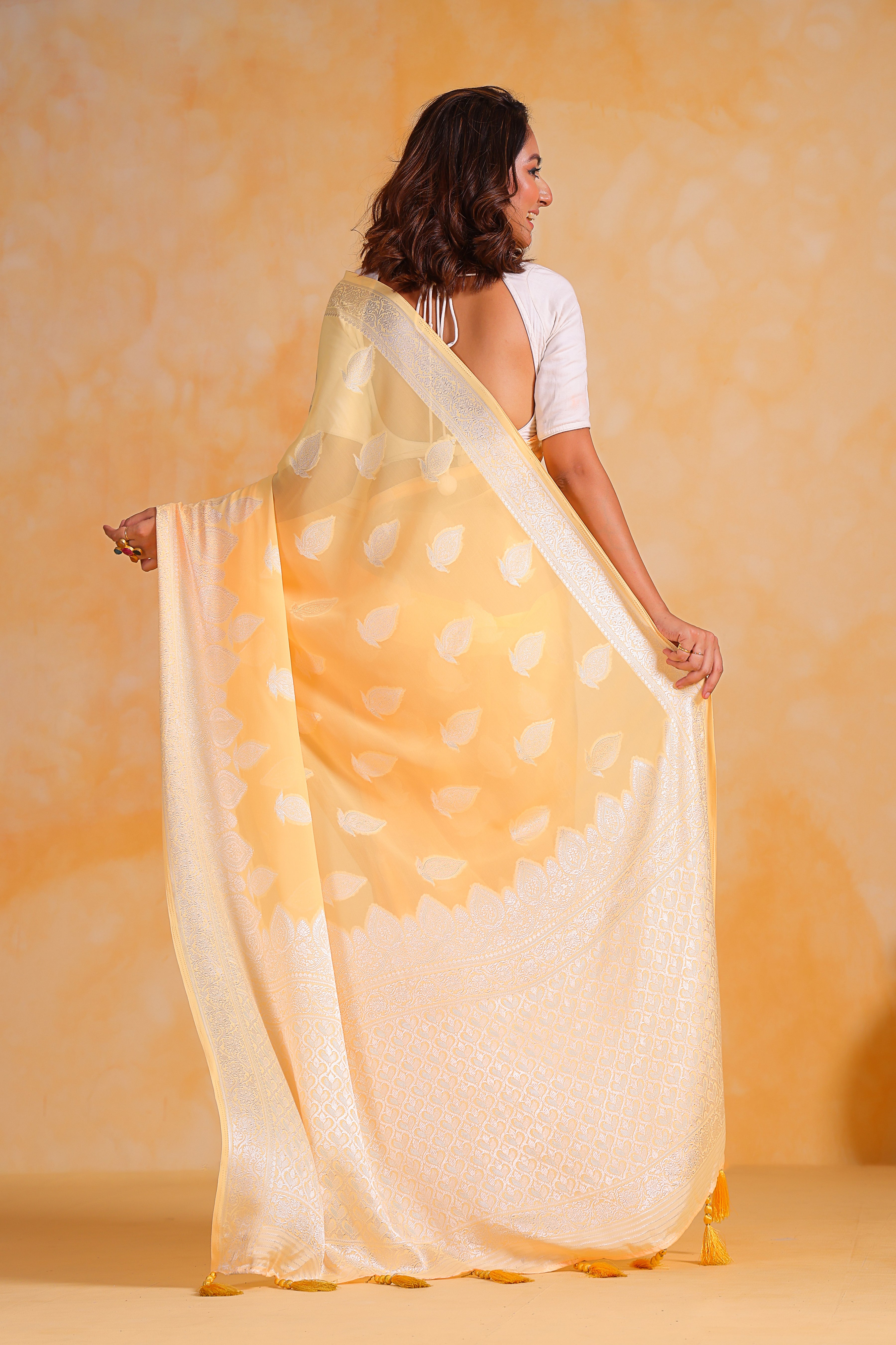 Yellow Georgette Saree With Georgette Blouse