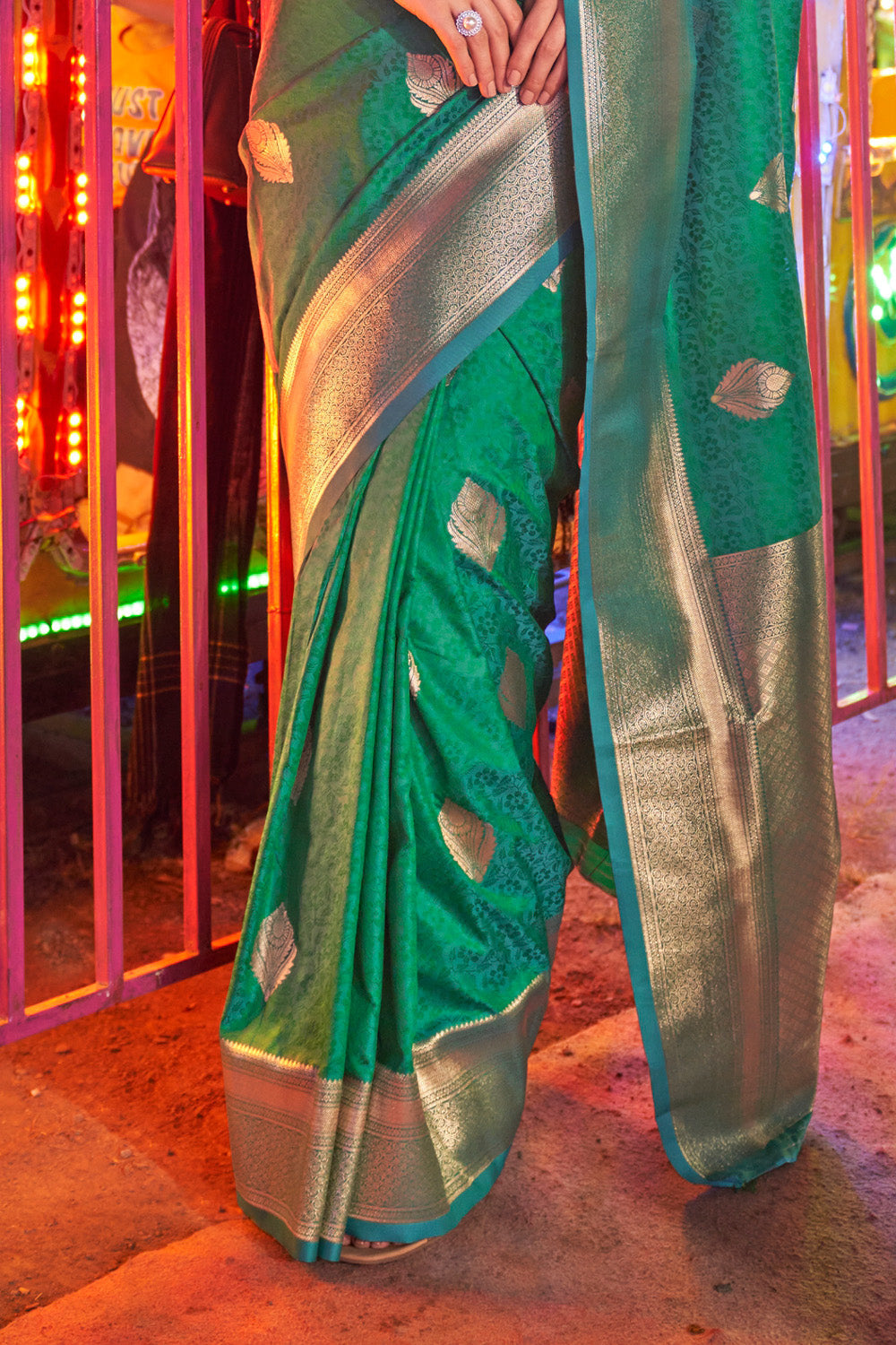 Buy Harbor Grey Organza Saree Nitaraa