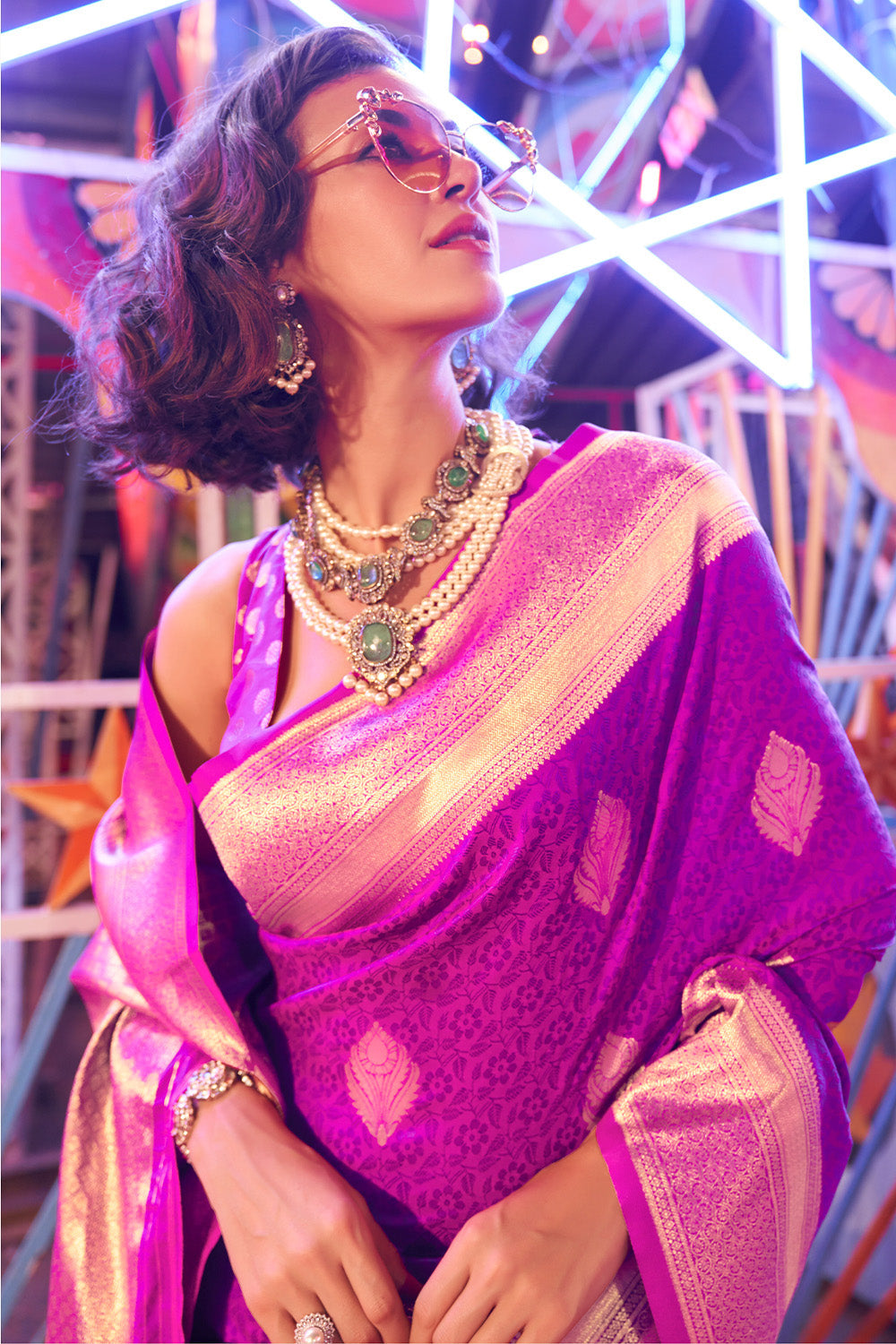 Buy Tea Green Organza Saree Nitaraa