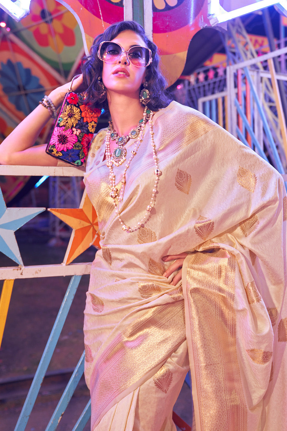 Buy Coral Pink Kanjivaram Saree Nitaraa