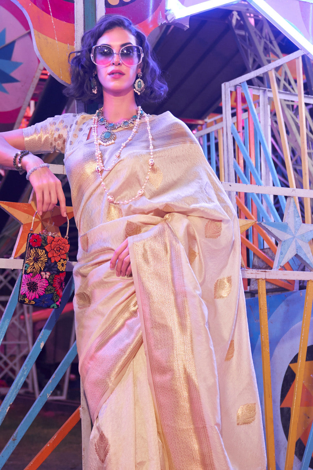 Buy Cerulean Blue Kanjivaram Saree Nitaraa