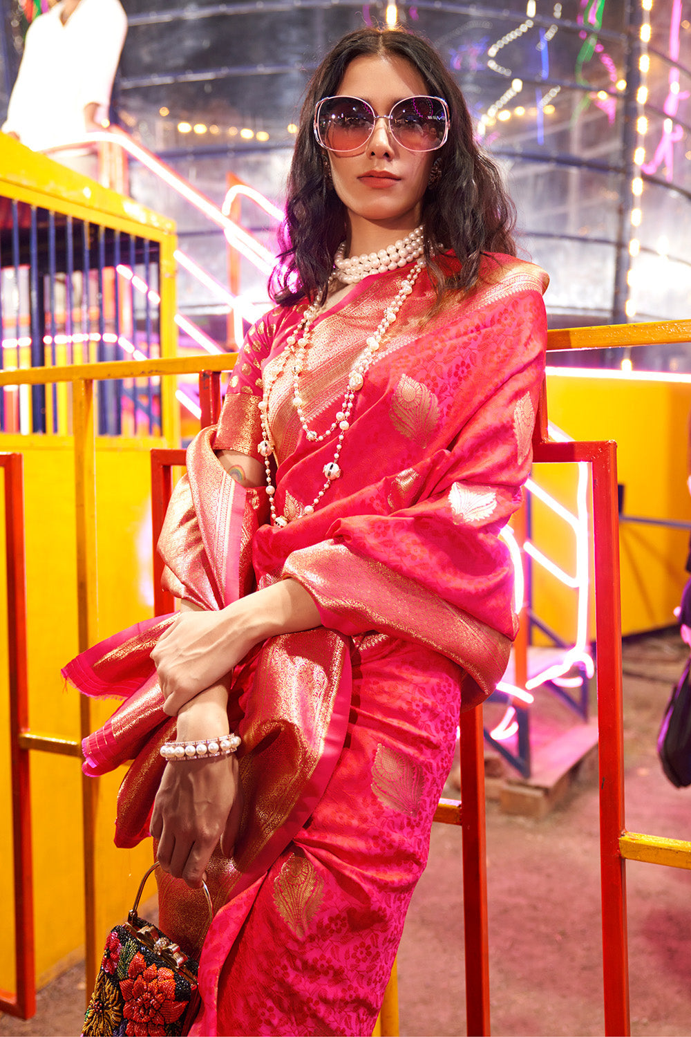 Buy Punch Pink Kanjivaram Saree Nitaraa