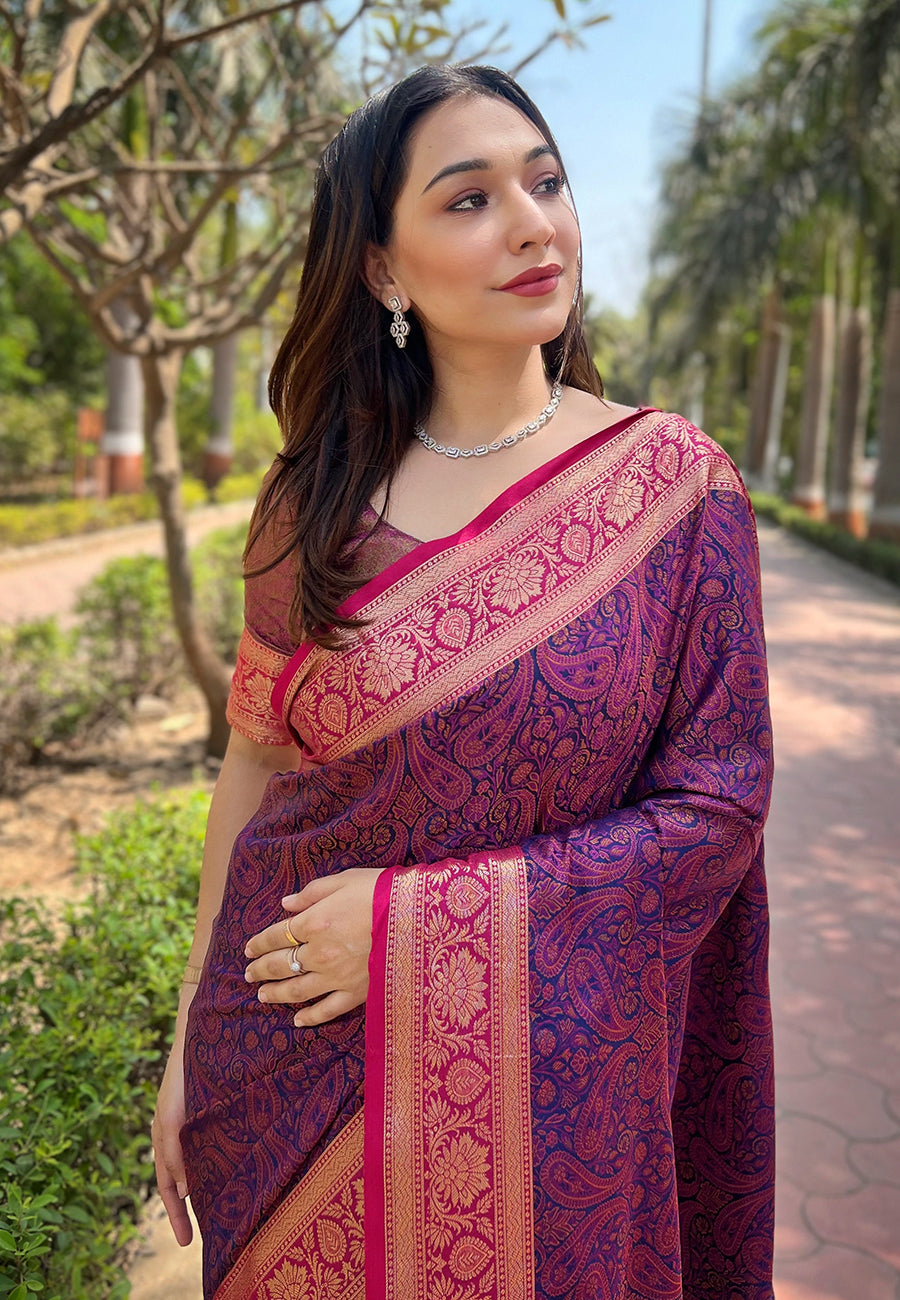 Violet Kashmiri Soft Silk