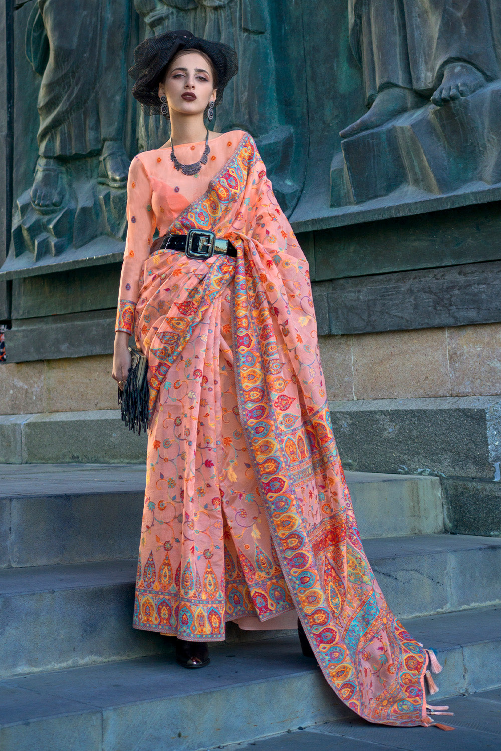 Buy Flamingo Pink Raw Silk Saree Nitaraa