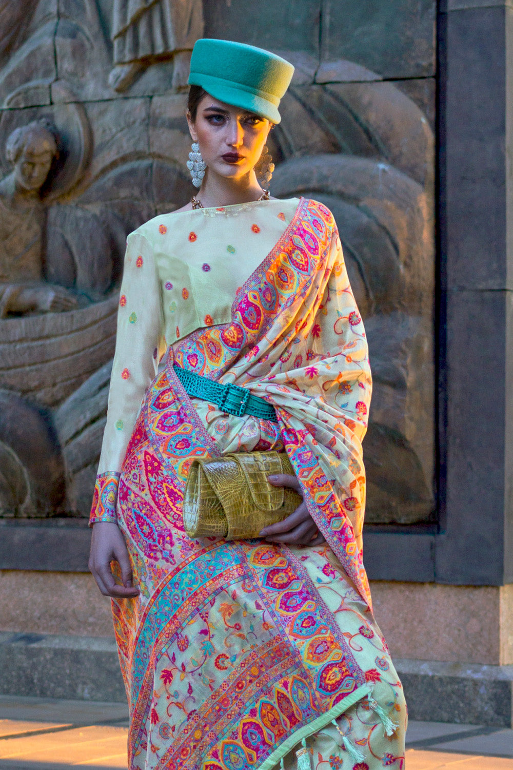 Buy Pink And Blue Banarasi Saree Nitaraa