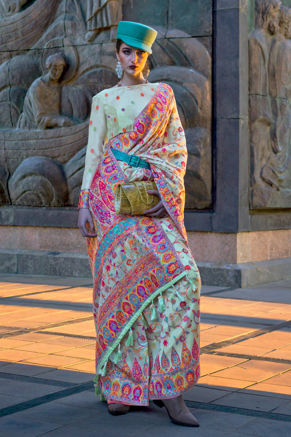 Buy Green And Red Banarasi Saree Nitaraa