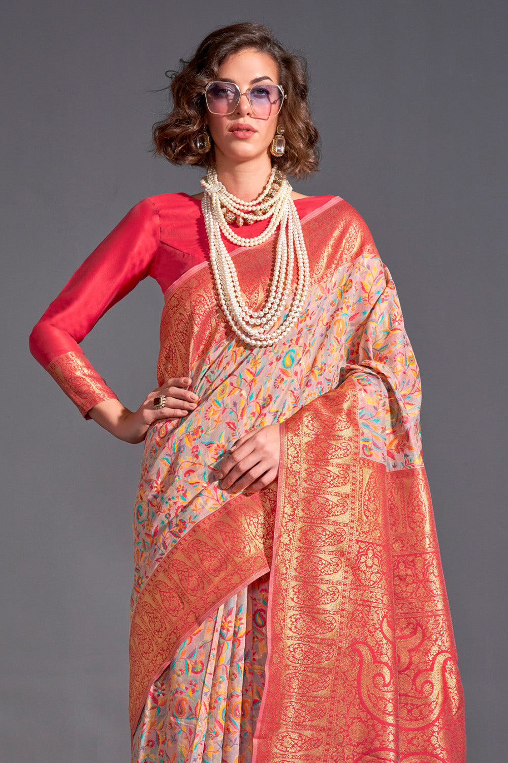 Buy Ruby Pink Kanjivaram Saree Nitaraa