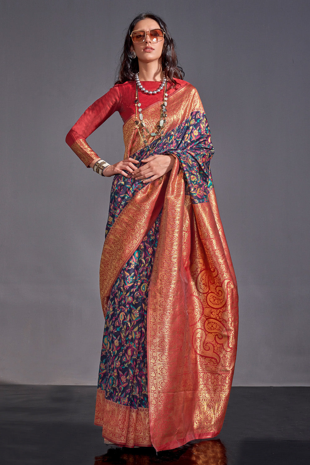 Buy Baby Blue Linen Saree Nitaraa