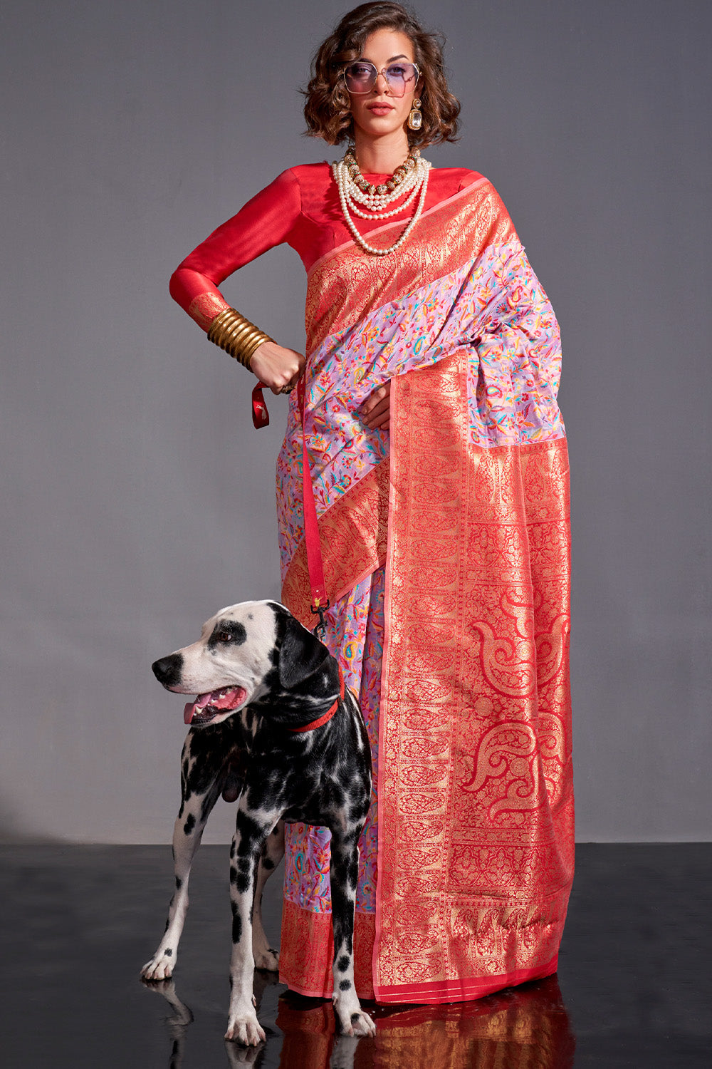 Buy Floral Purple Organza Saree Nitaraa