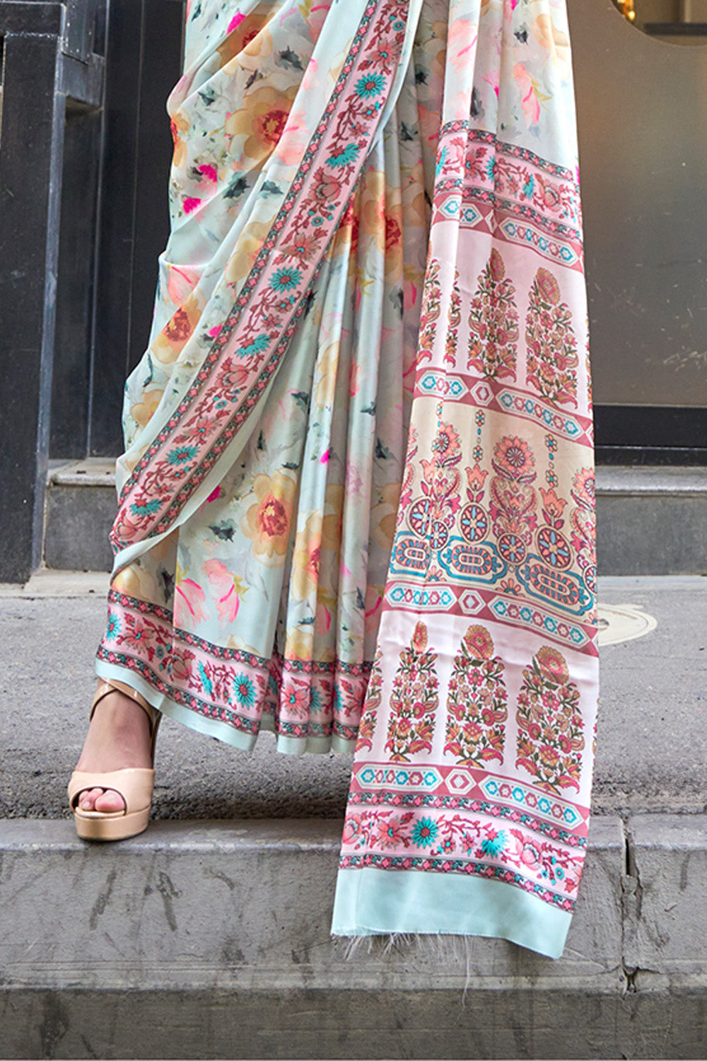 Buy Green And Red Smooth Silk Saree Nitaraa