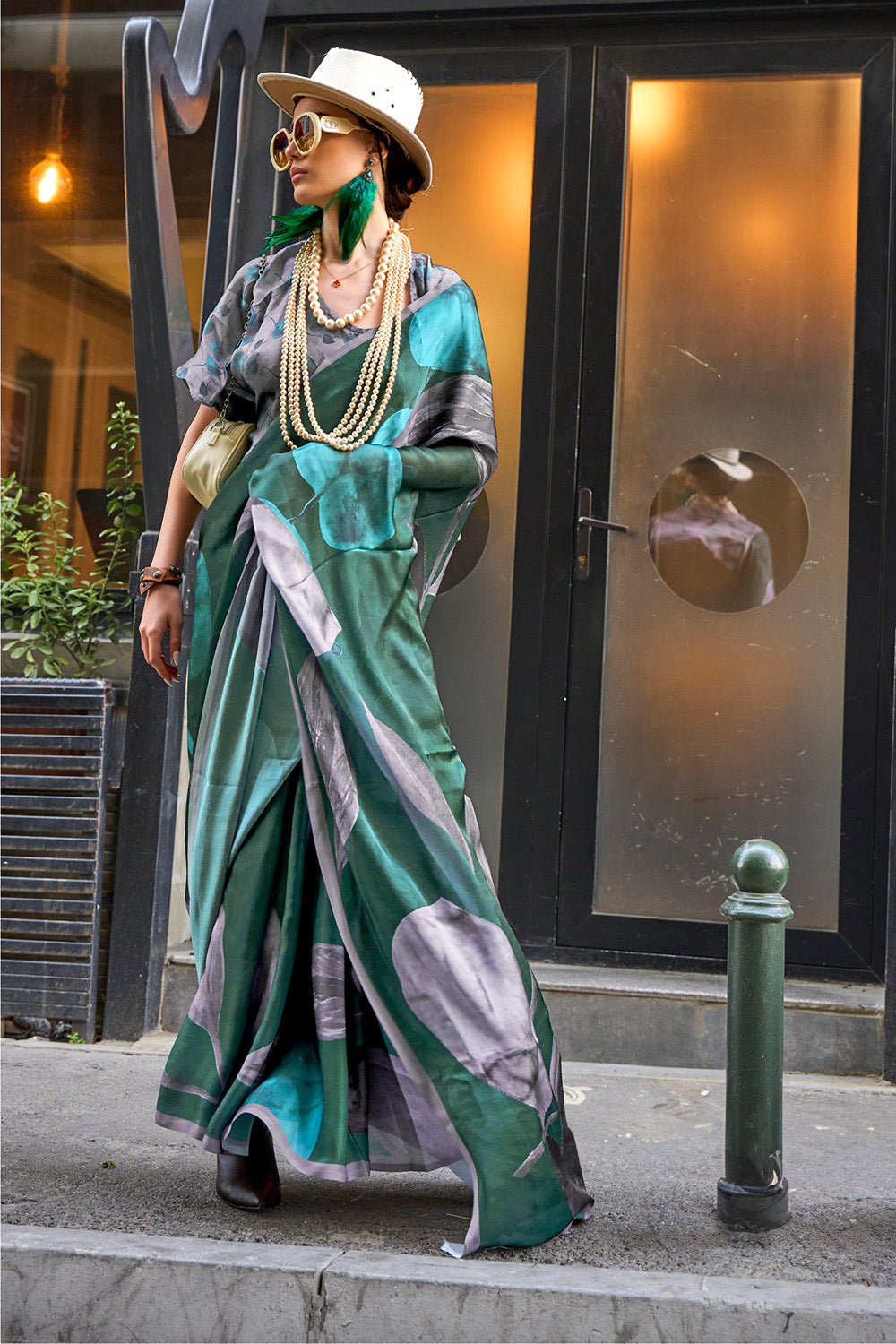 Buy Pine Green IIkal Saree Nitaraa