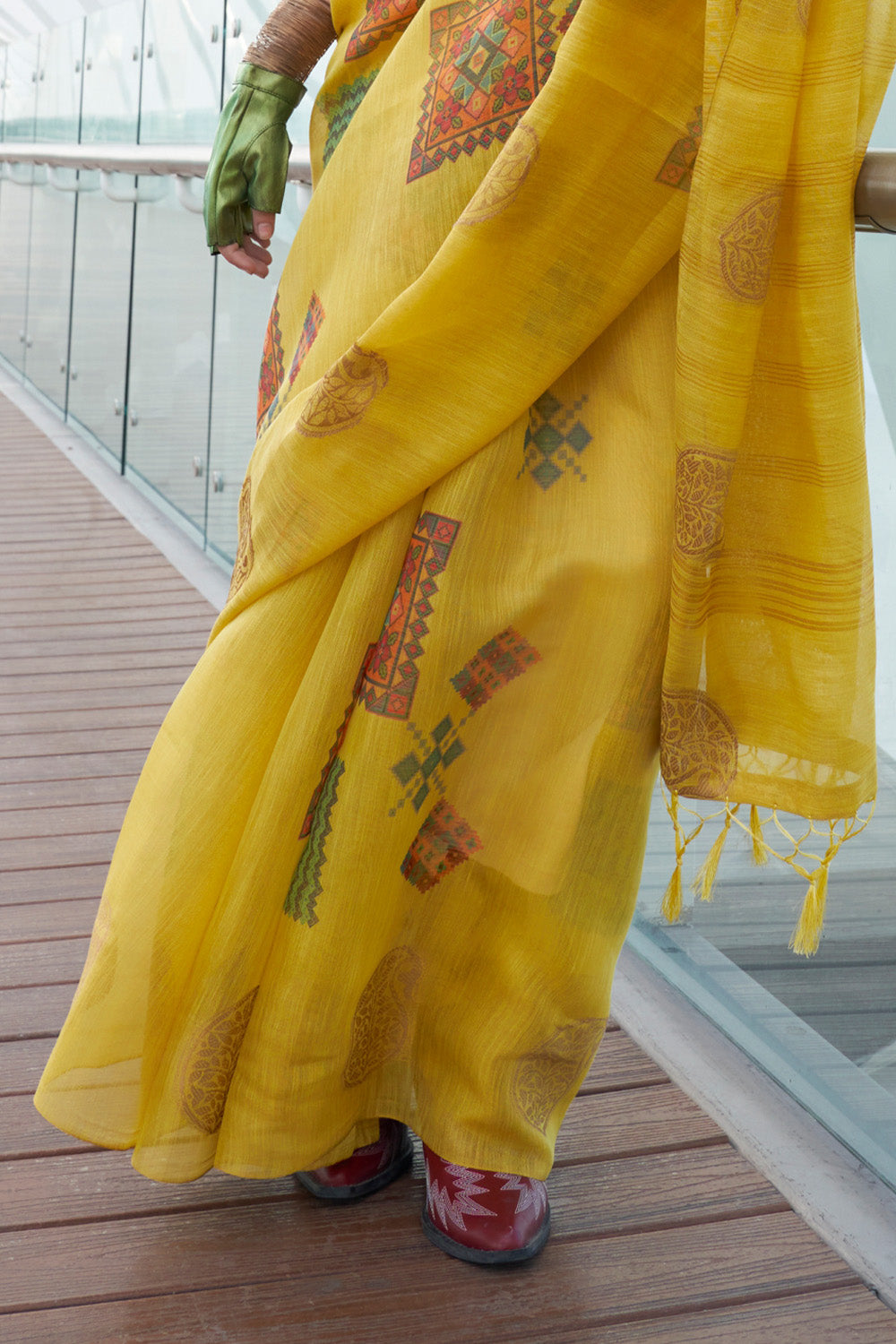 Buy Butterscotch Yellow Banarasi Saree Nitaraa