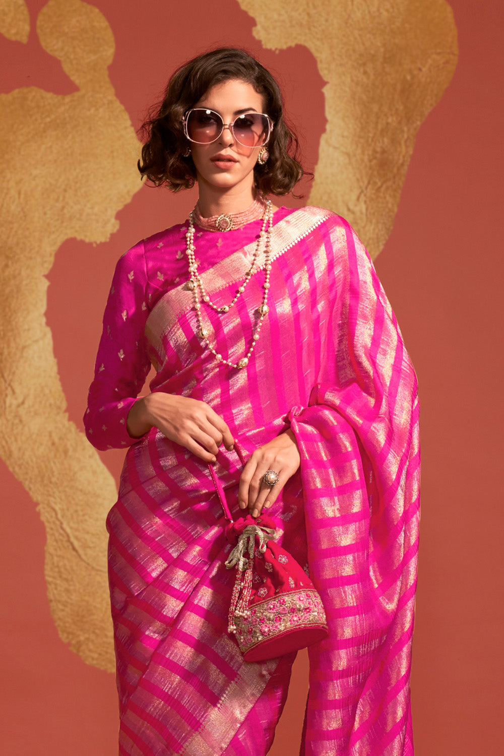 Buy Magenta Pink Banarasi Saree Nitaraa