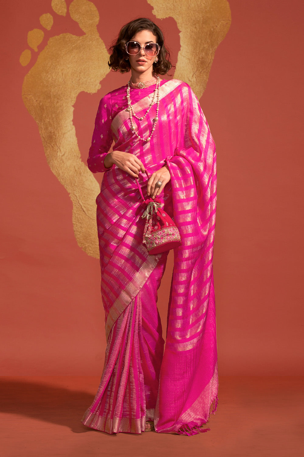 Buy Fuschia Pink Banarasi Saree Nitaraa