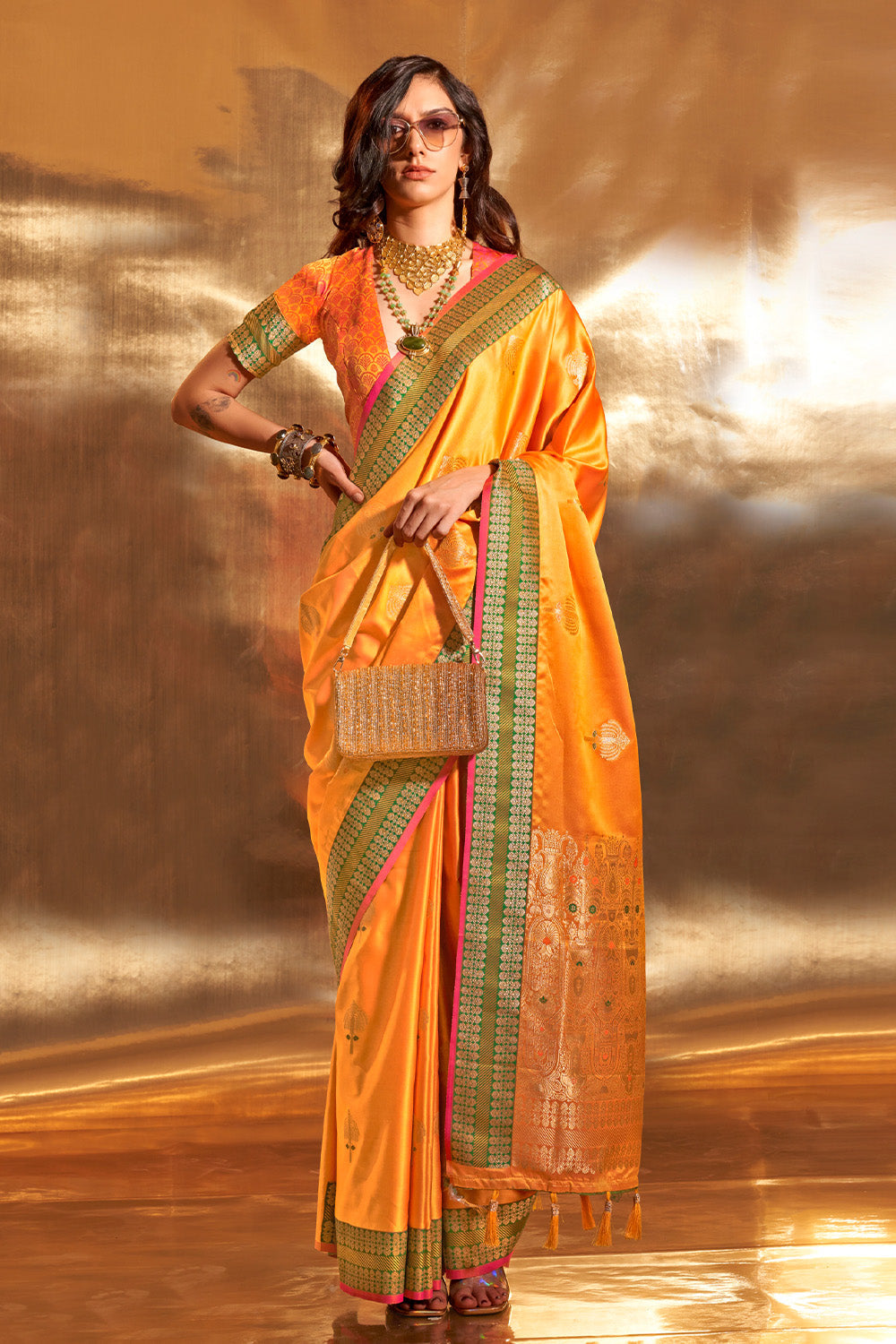 Buy Cerise Pink Organza Saree Nitaraa