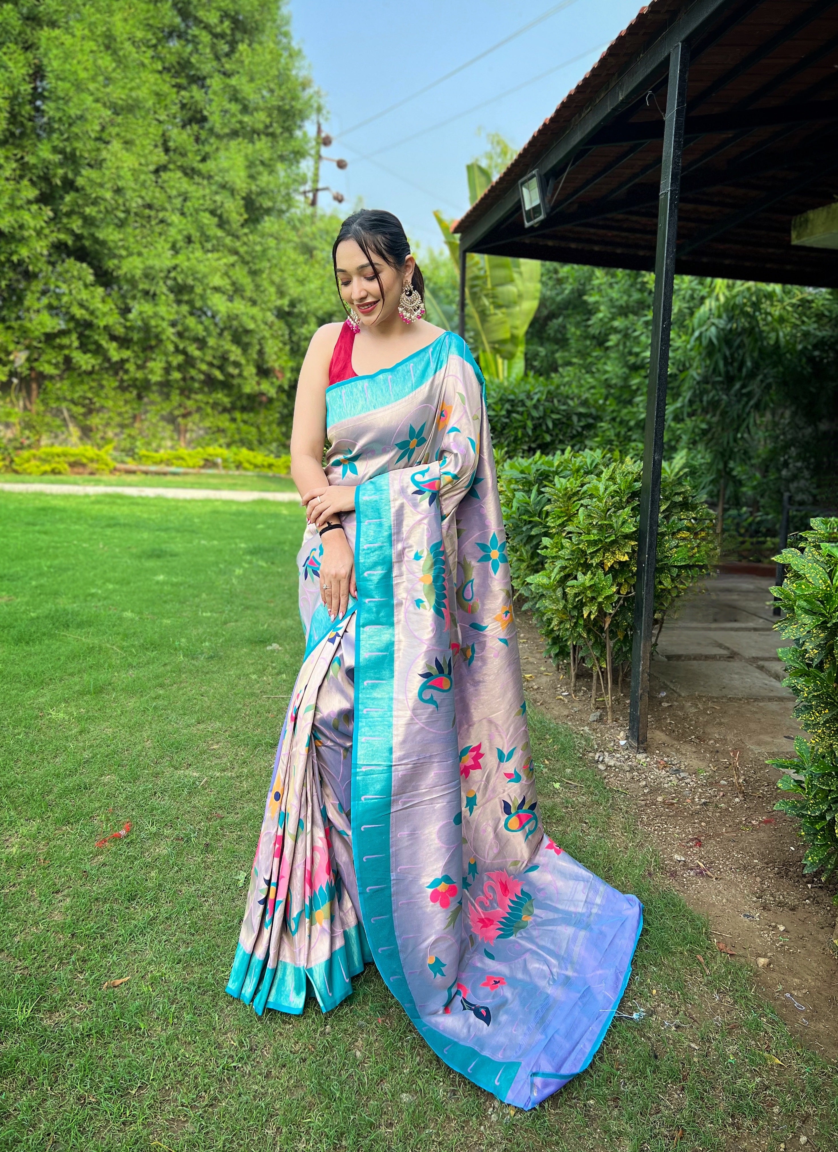 LAVENDER Pure Pathani Silk SAREE
