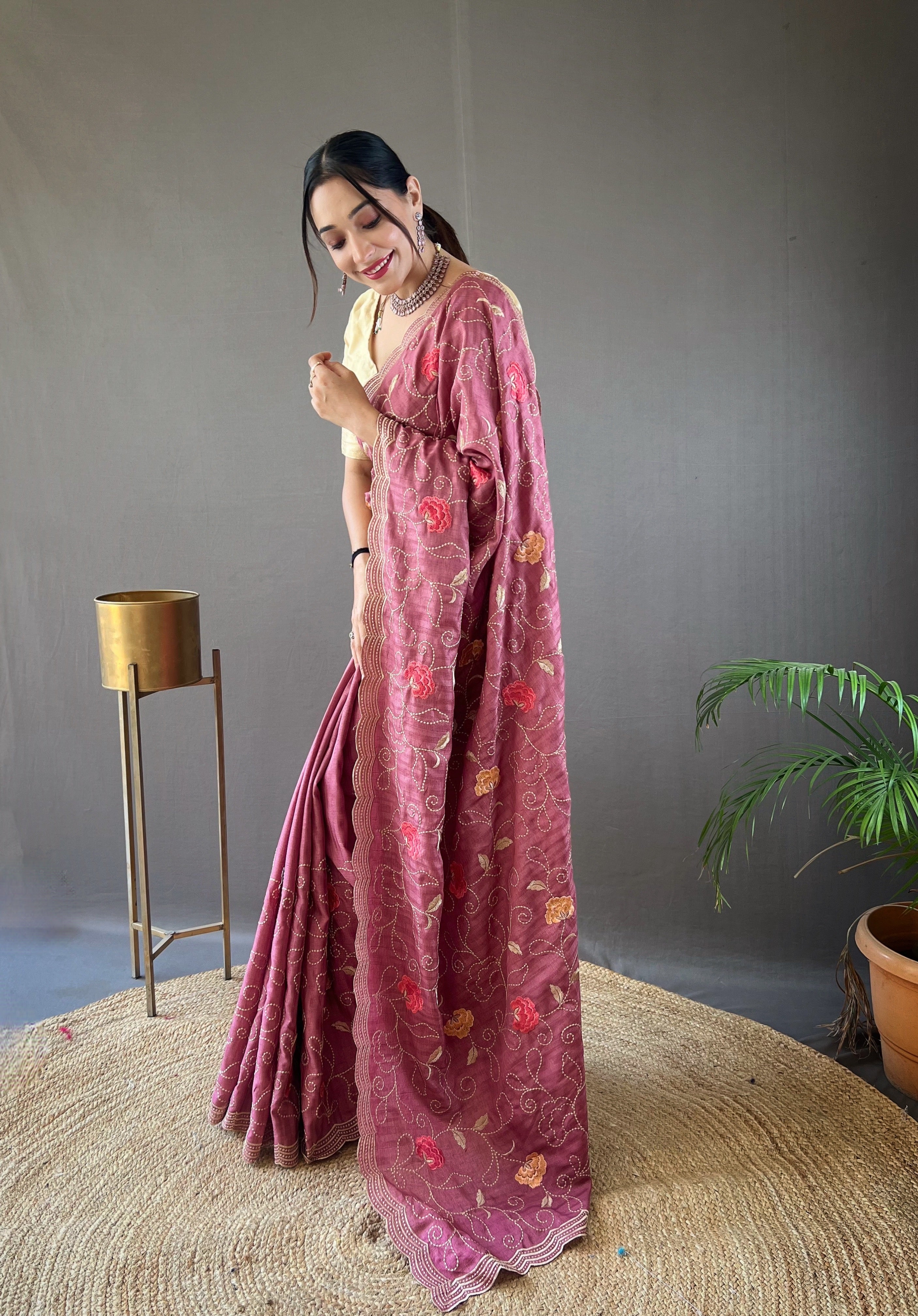 LAVENDER Pure tussar silk SAREE