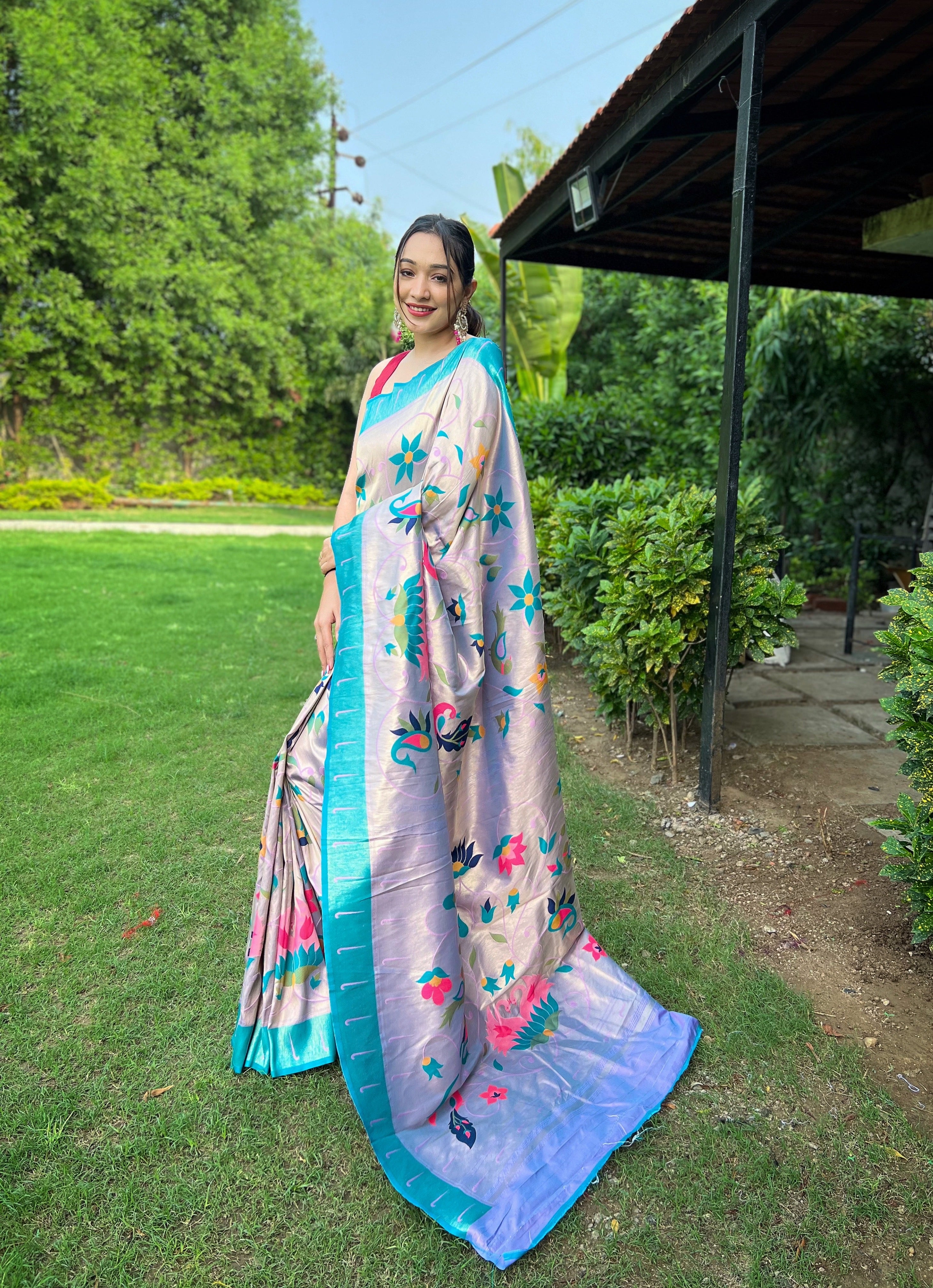 LAVENDER Pure Pathani Silk SAREE