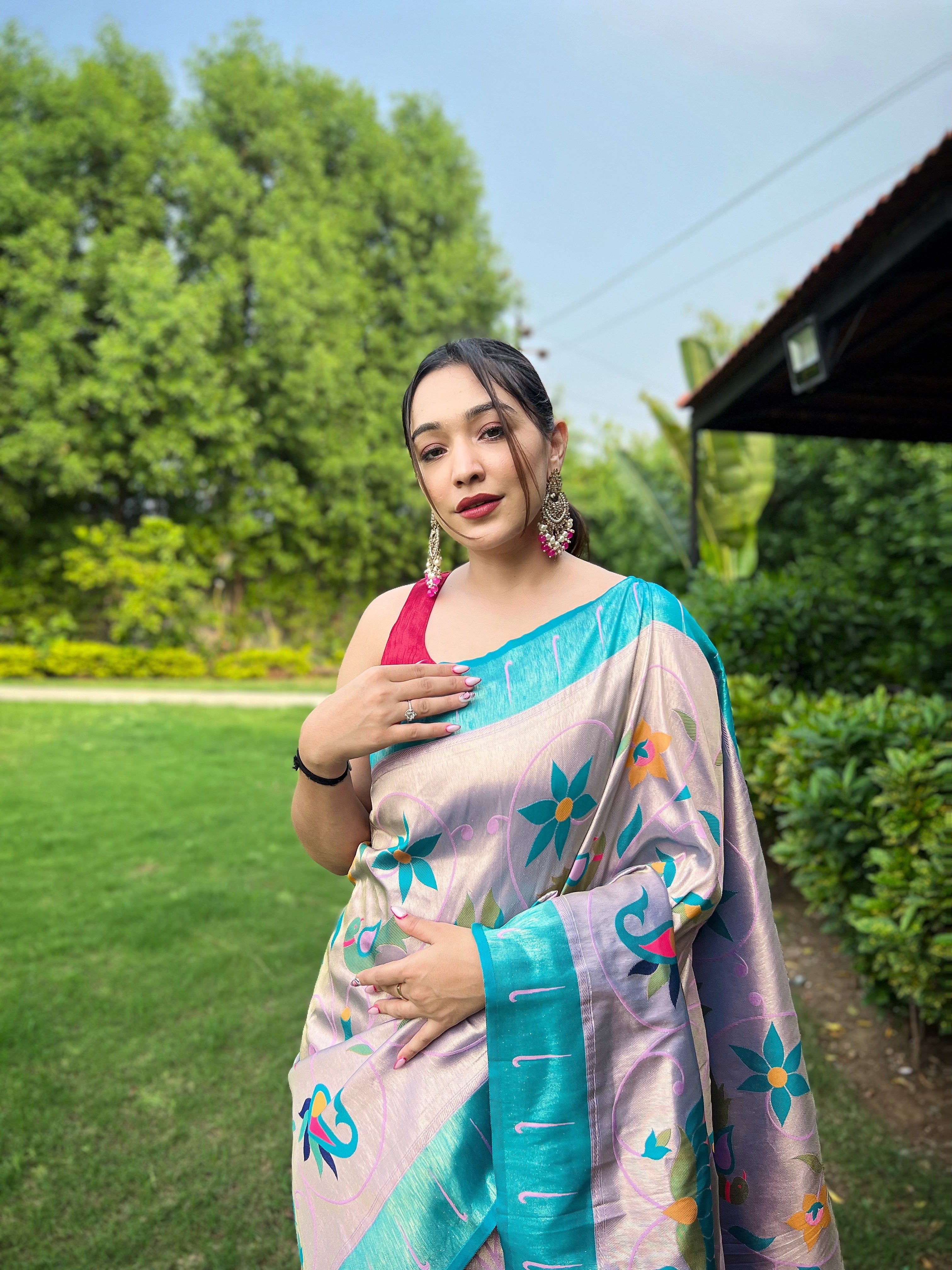 LAVENDER Pure Pathani Silk SAREE