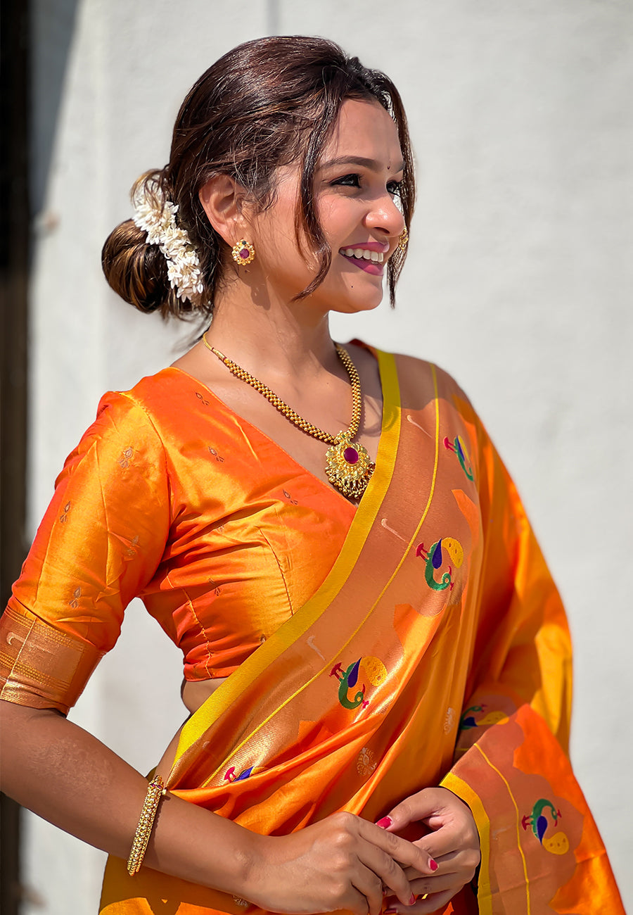 YELLOW BANARASI SILK BLEND SAREE