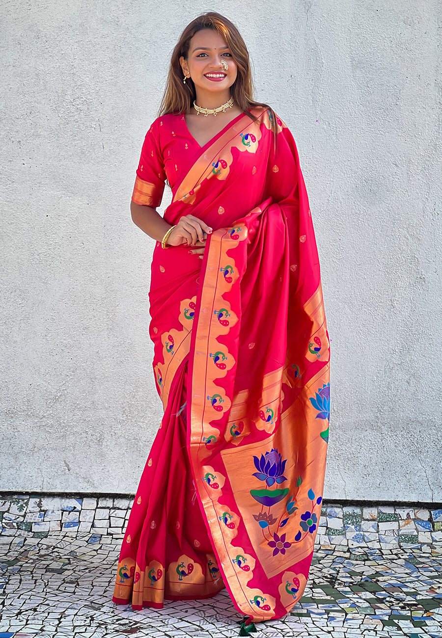 PINK BANARASI SILK BLEND SAREE