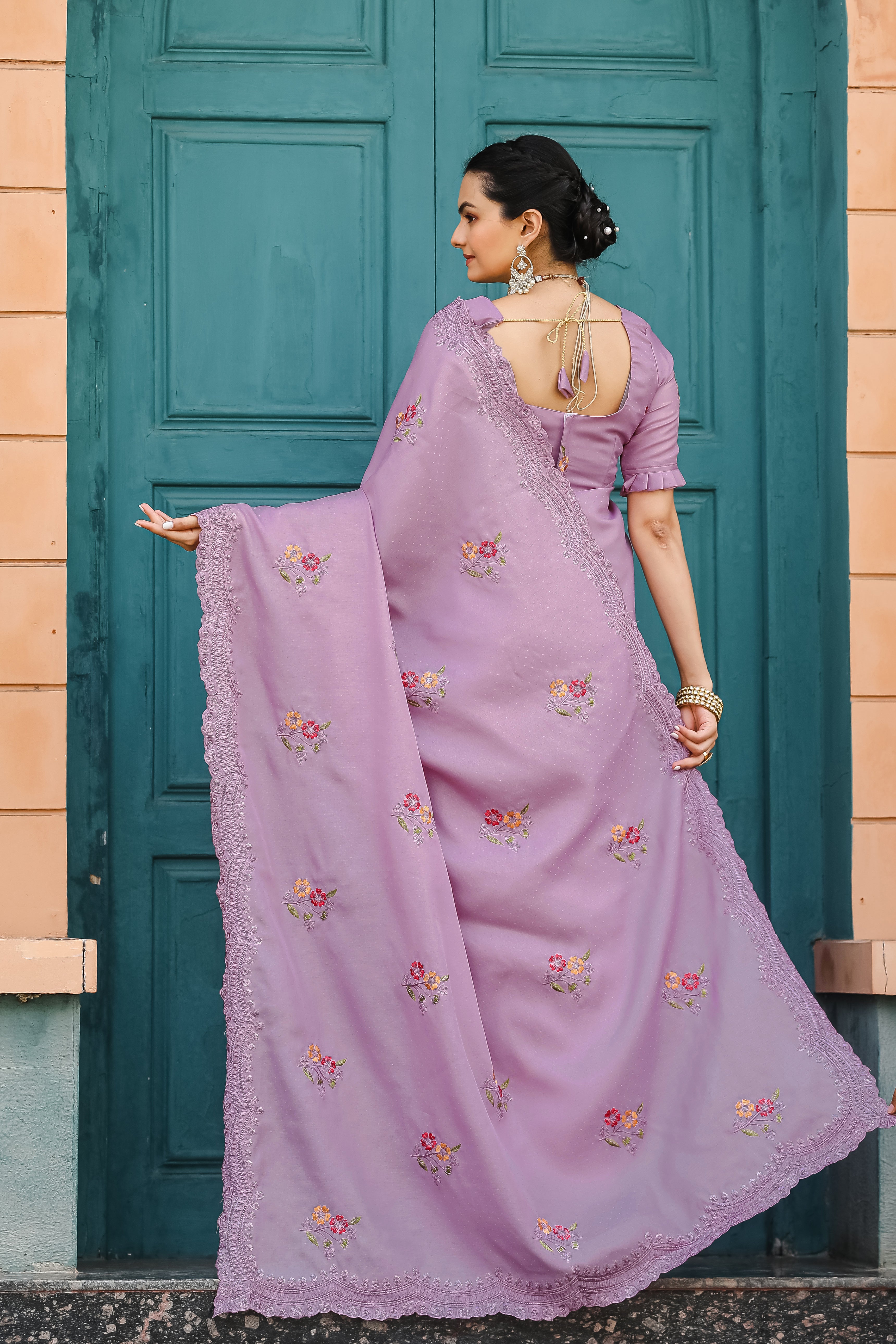 LAVENDER Tussar Cotton Saree