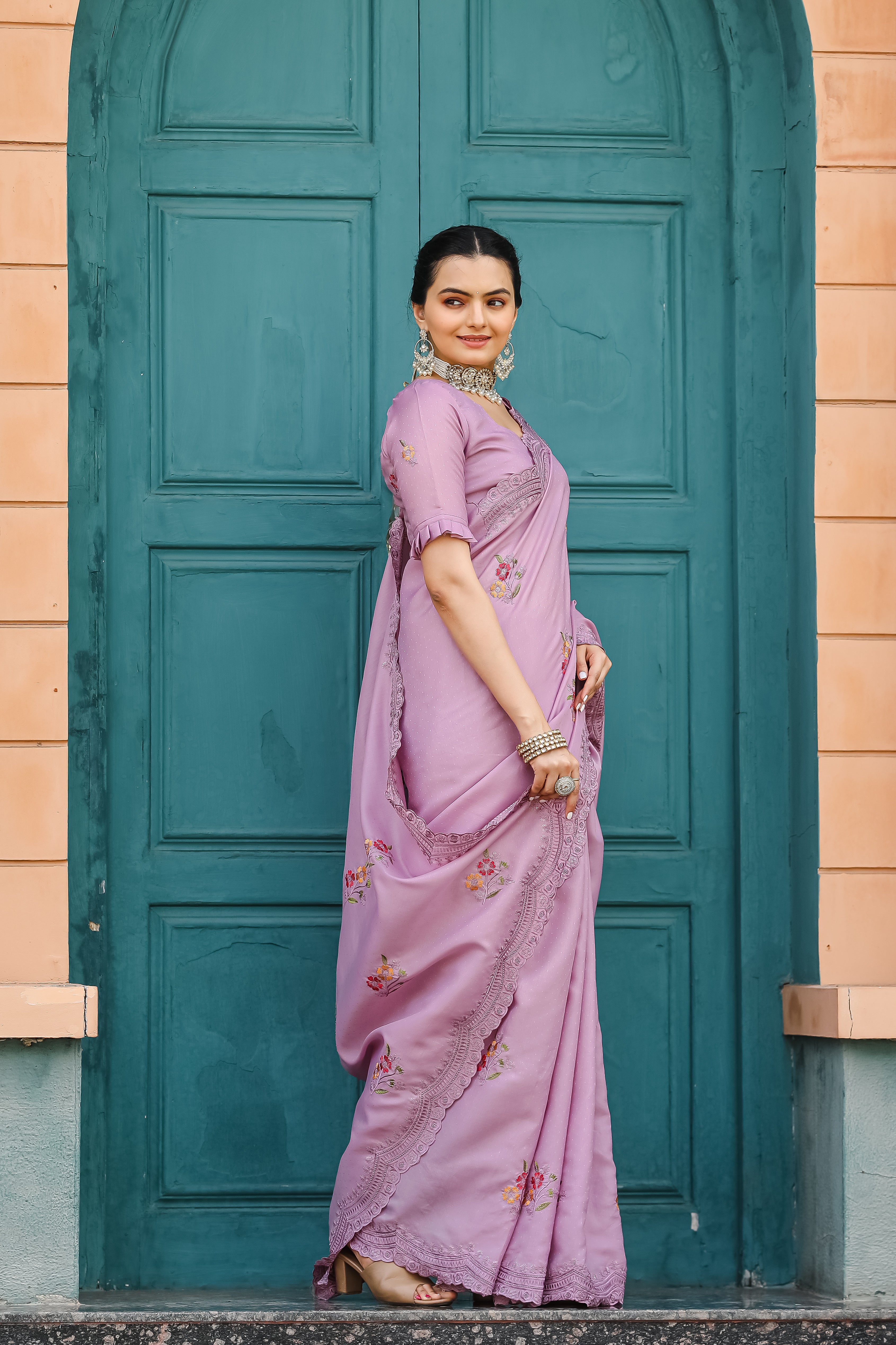 LAVENDER Tussar Cotton Saree