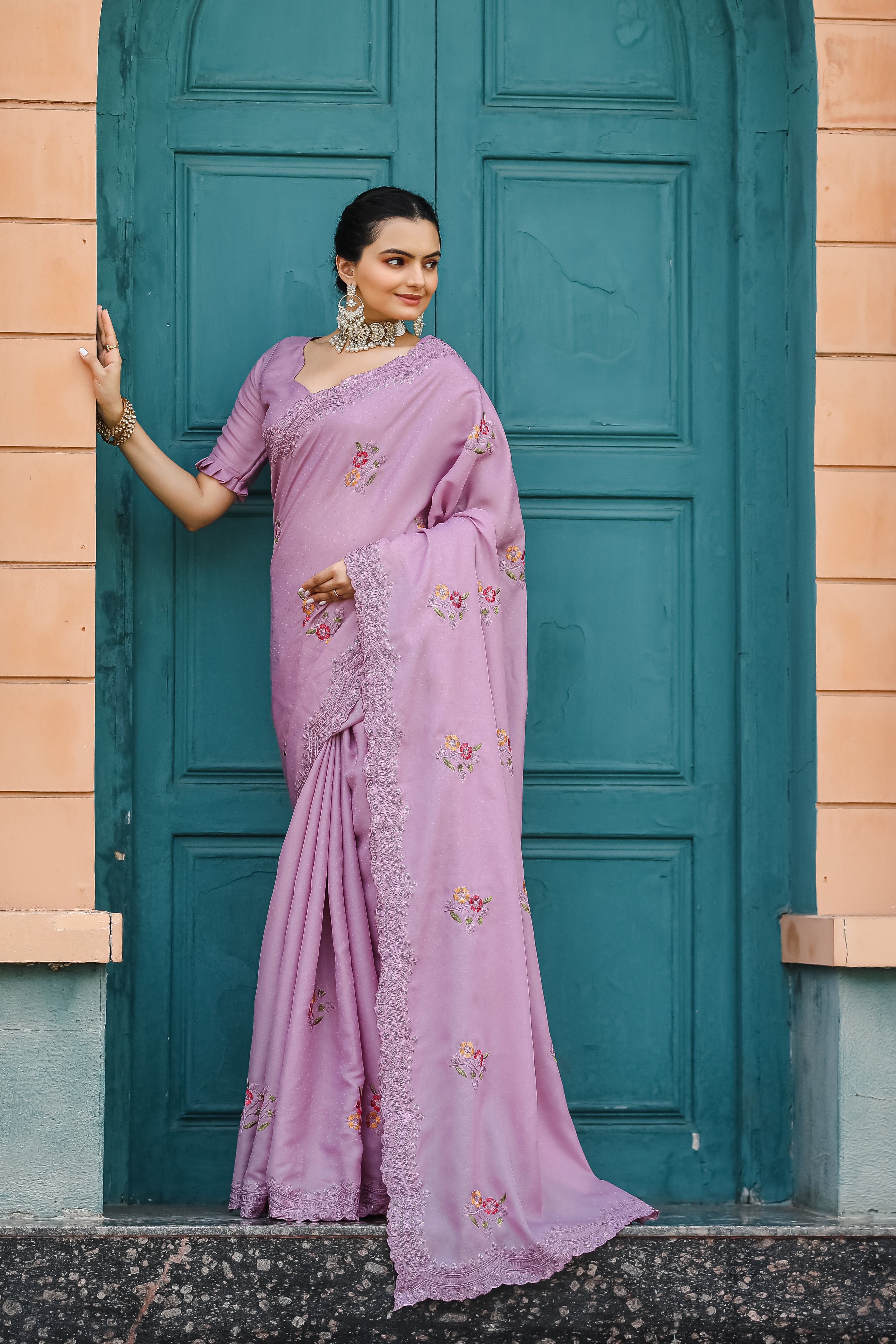 LAVENDER Tussar Cotton Saree
