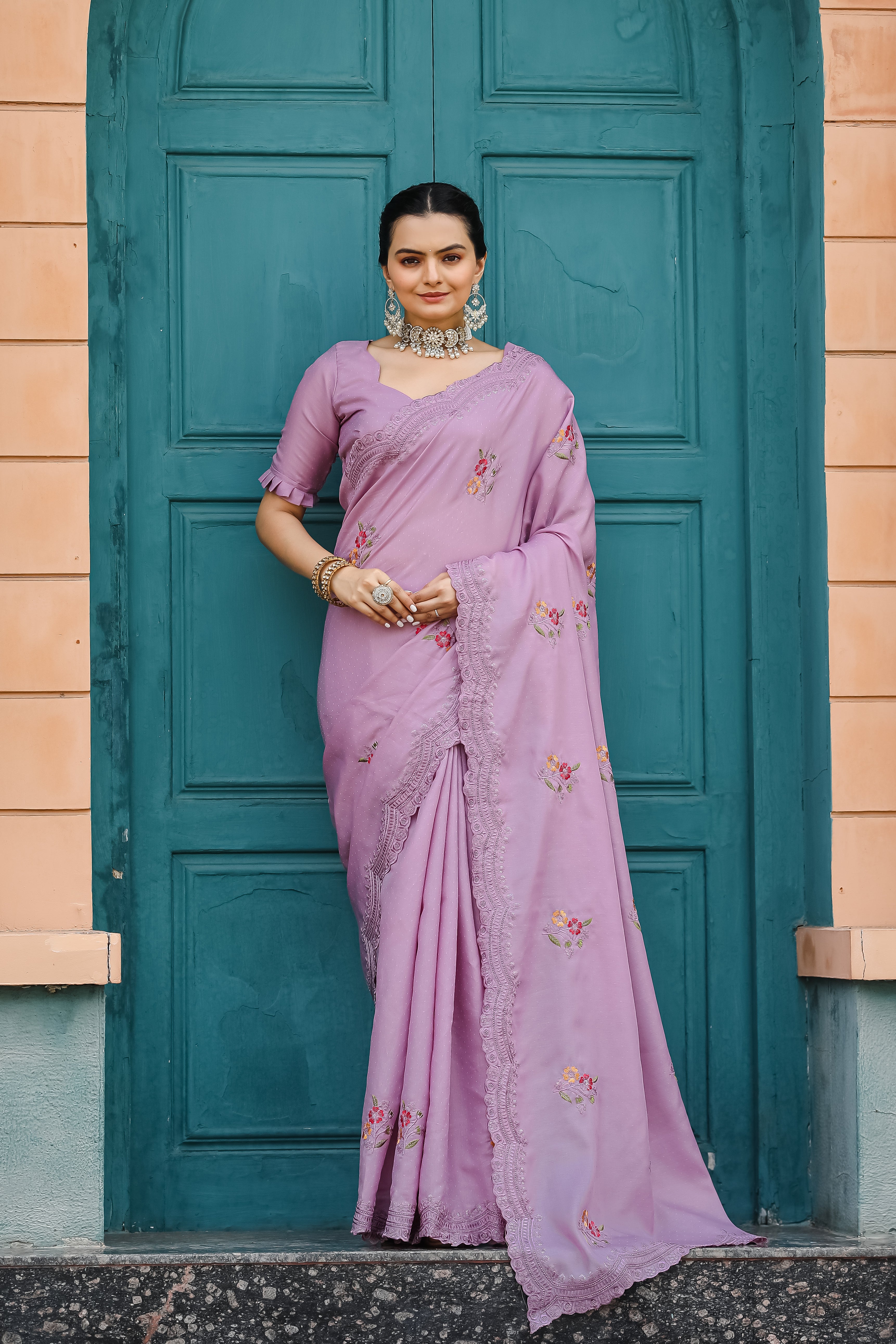 LAVENDER Tussar Cotton Saree
