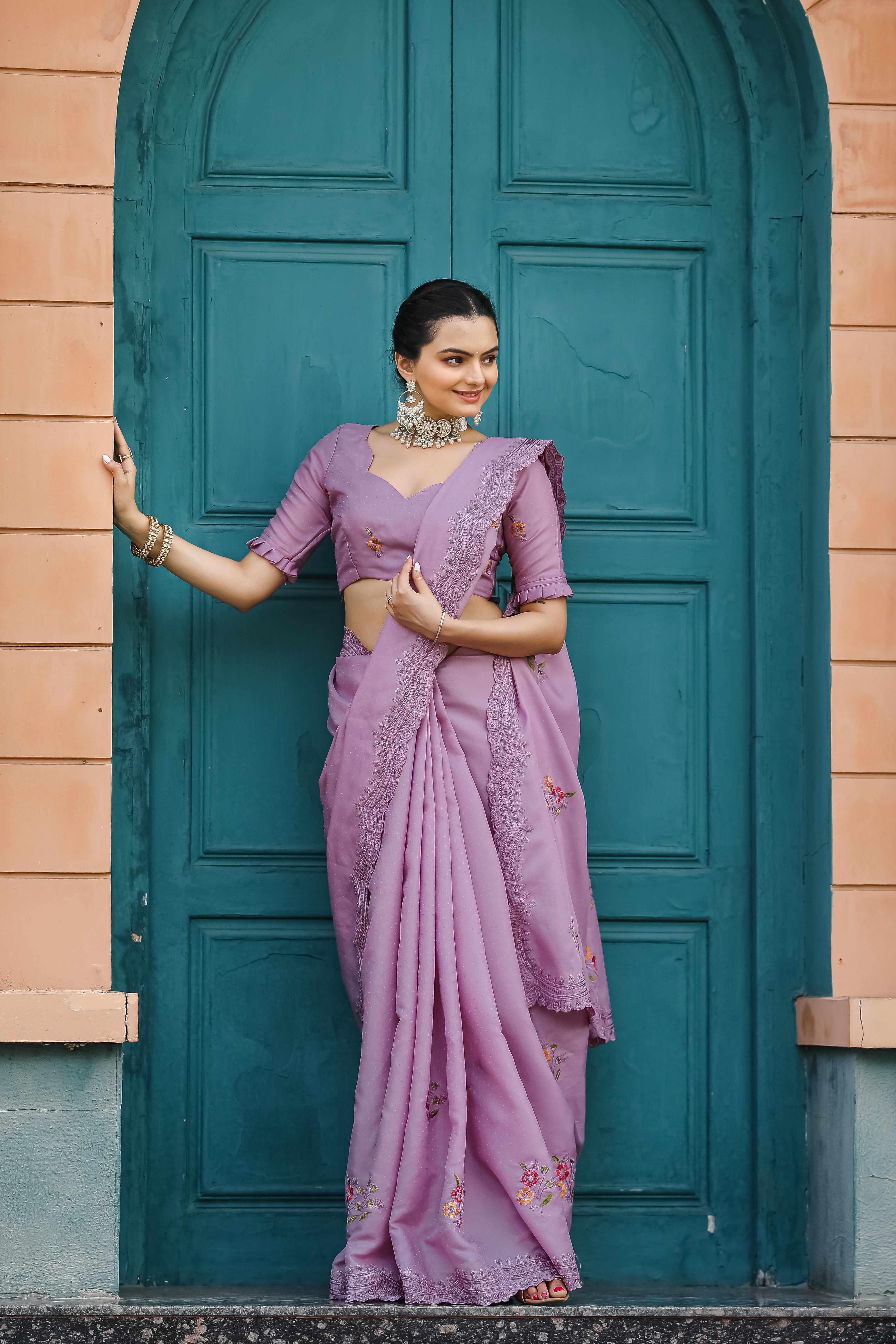 LAVENDER Tussar Cotton Saree
