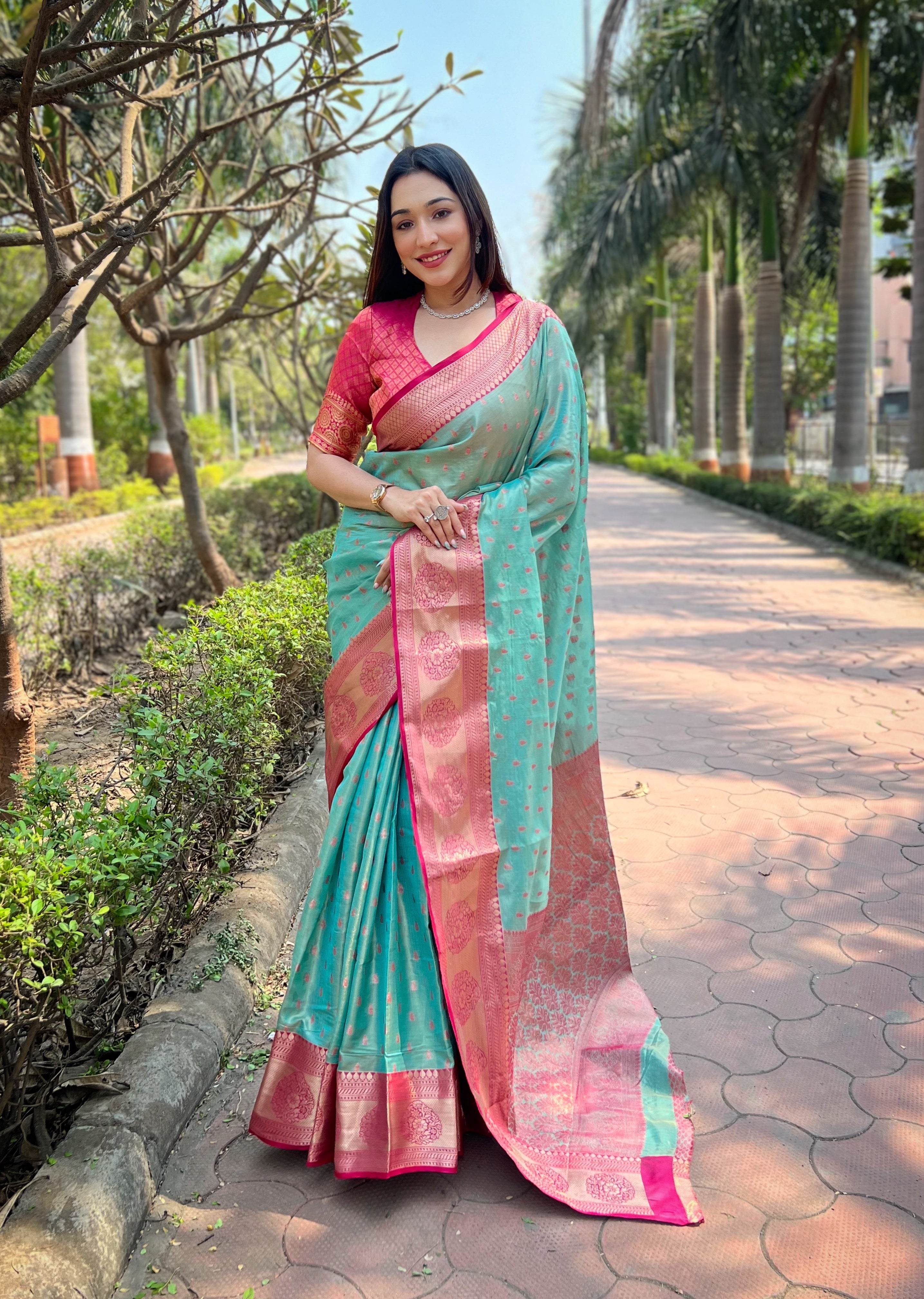 Rama Blue Banarasi Saree