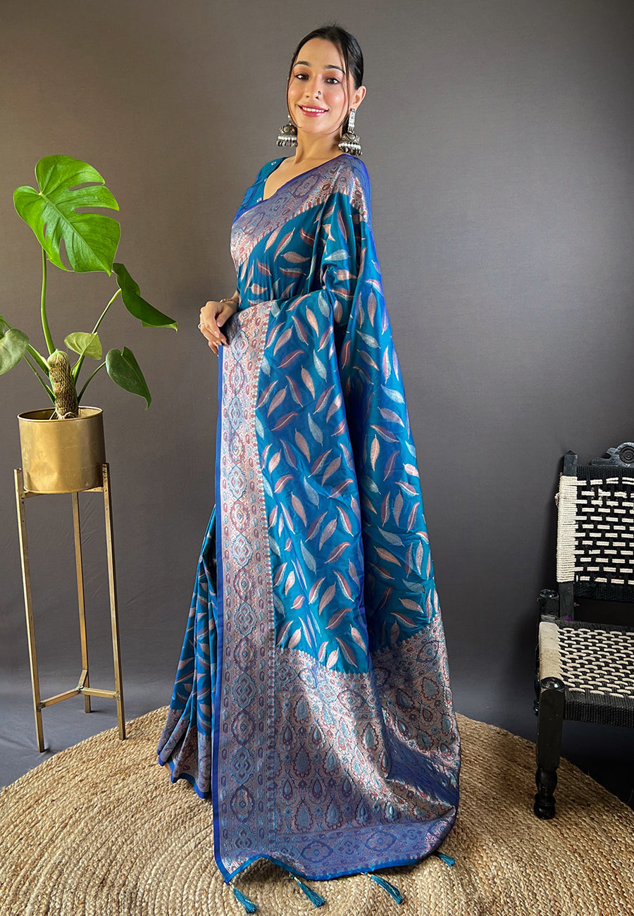 Denim Blue Banarasi Saree