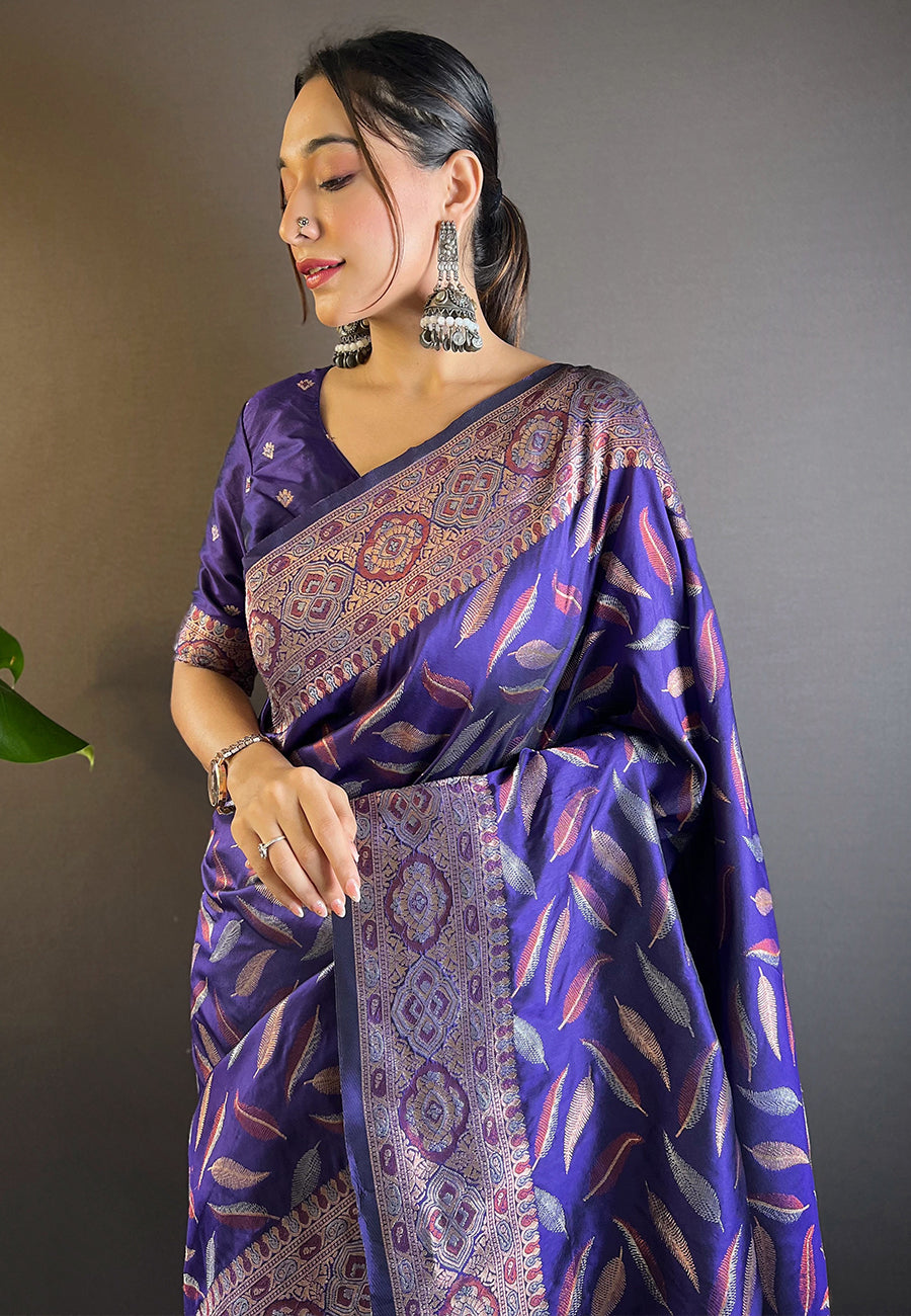 Violet Banarasi Saree