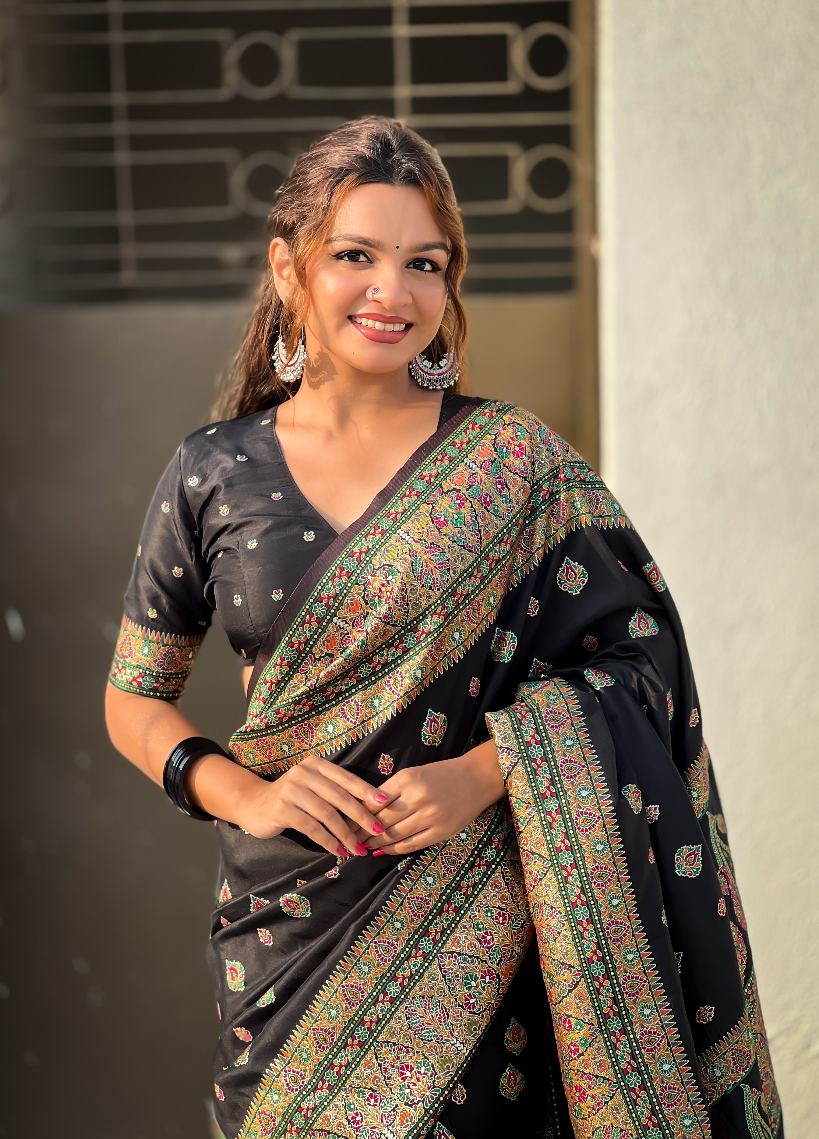 BLACK BANARASI SILK BLEND SAREE