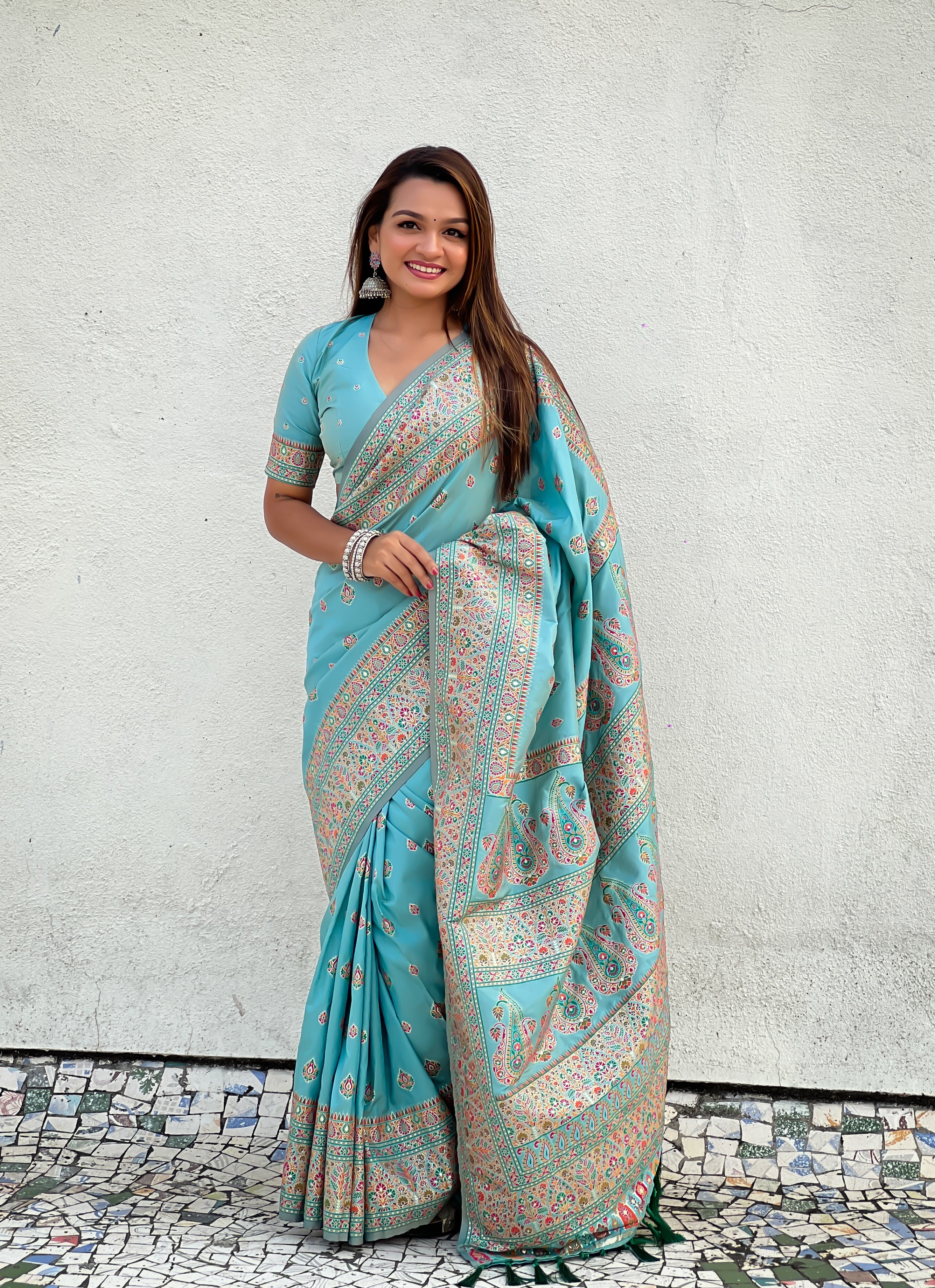SKY BANARASI SILK BLEND SAREE
